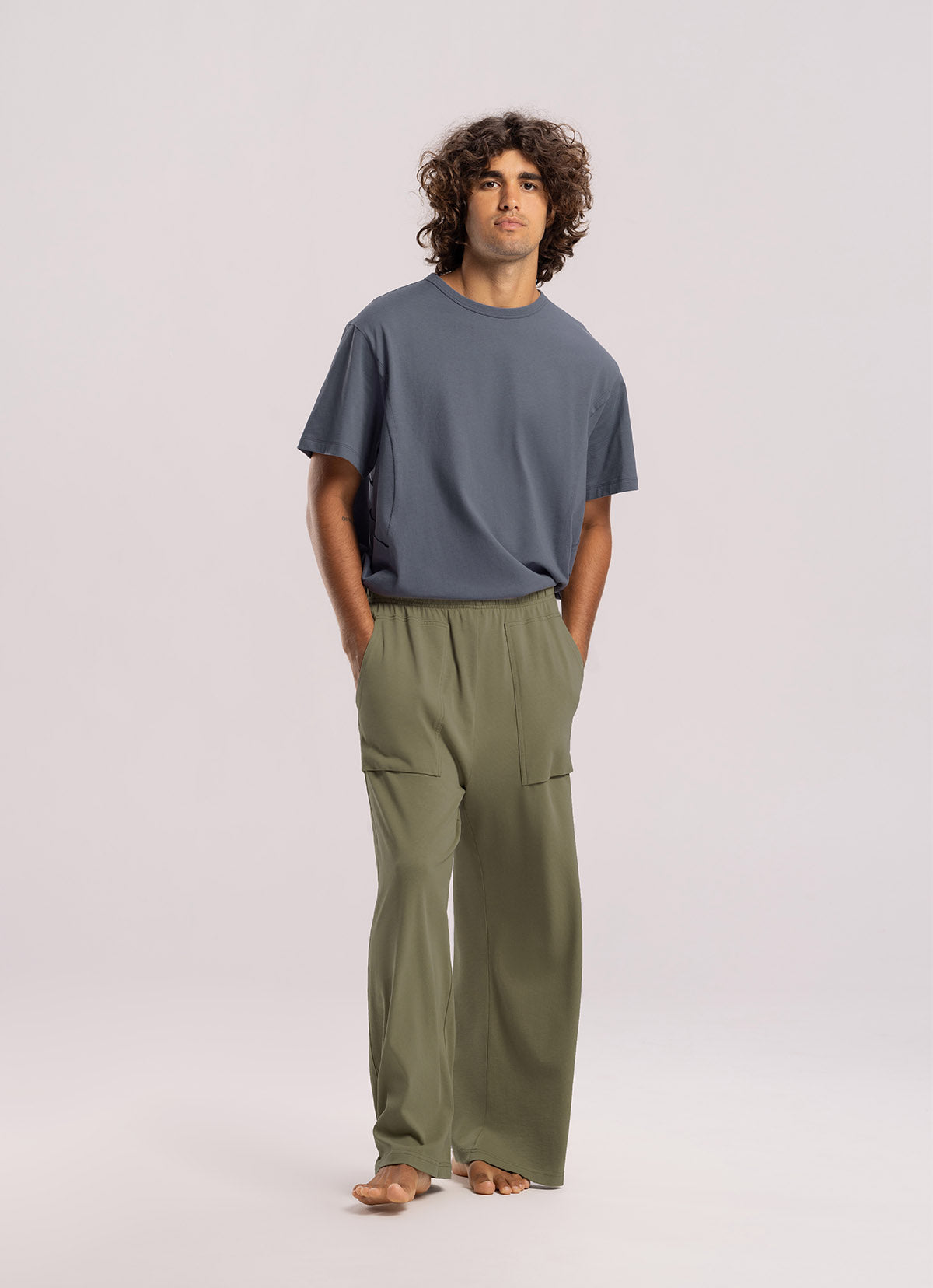 Out pocket straight pants (For Men)_Khaki