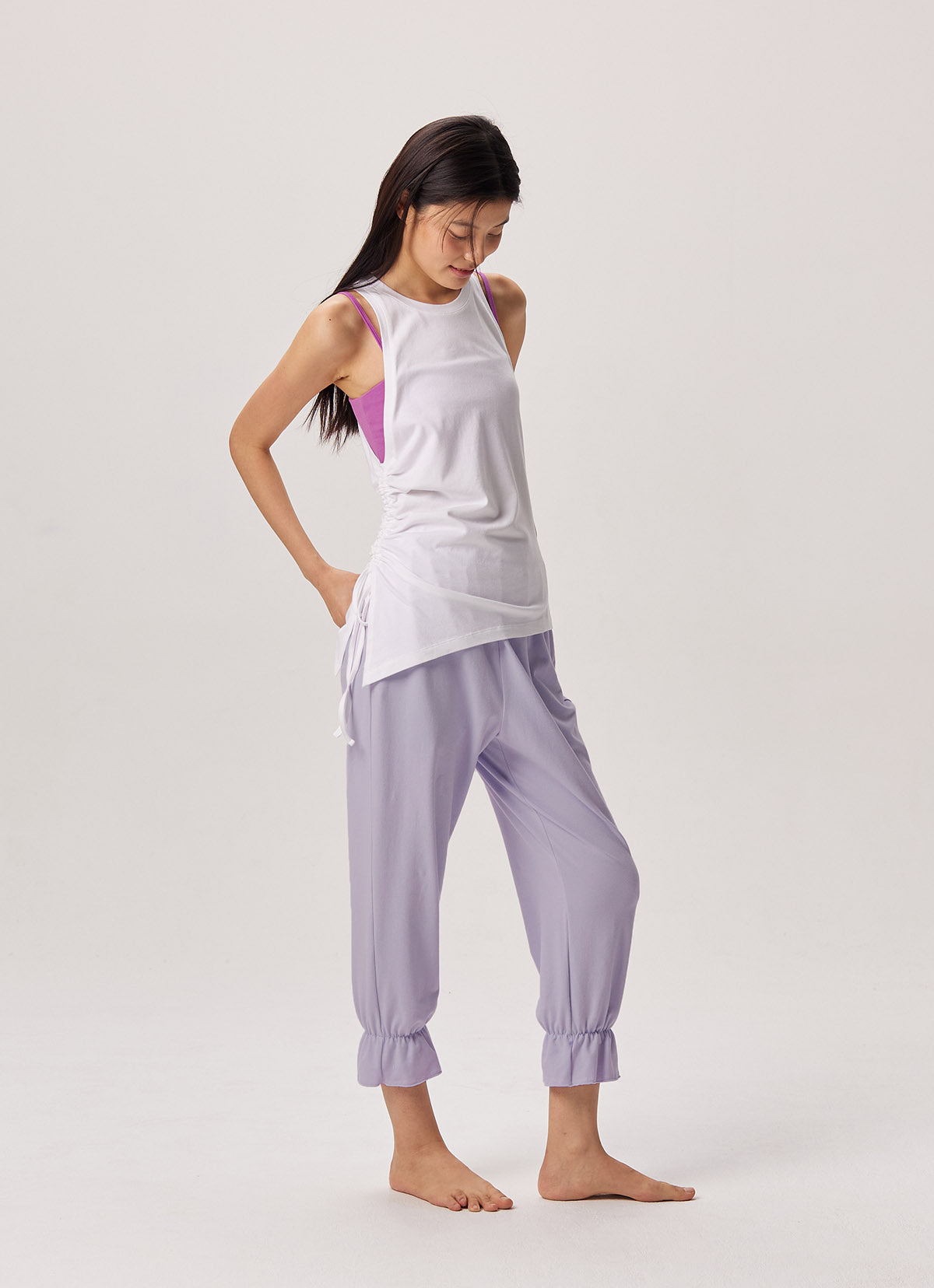 Side shirring sleeveless_White