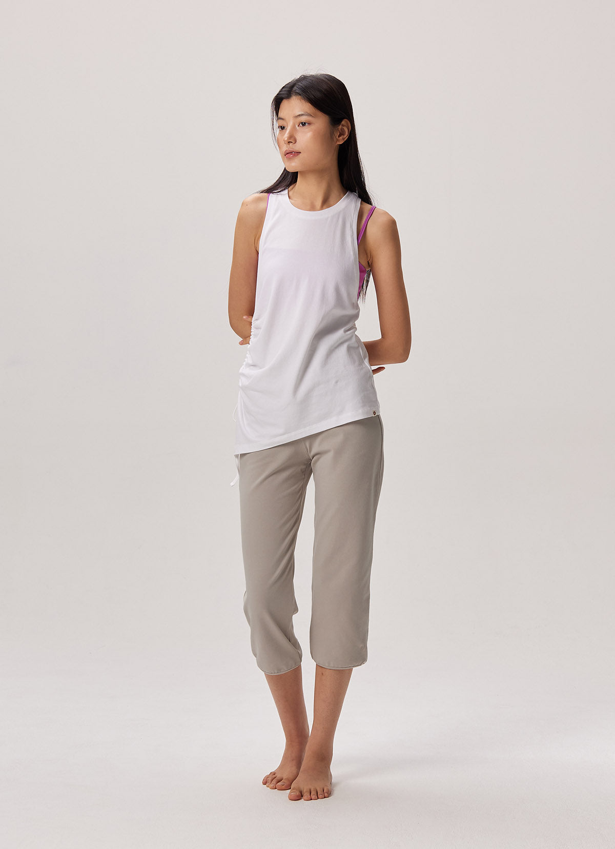 Side shirring sleeveless_White
