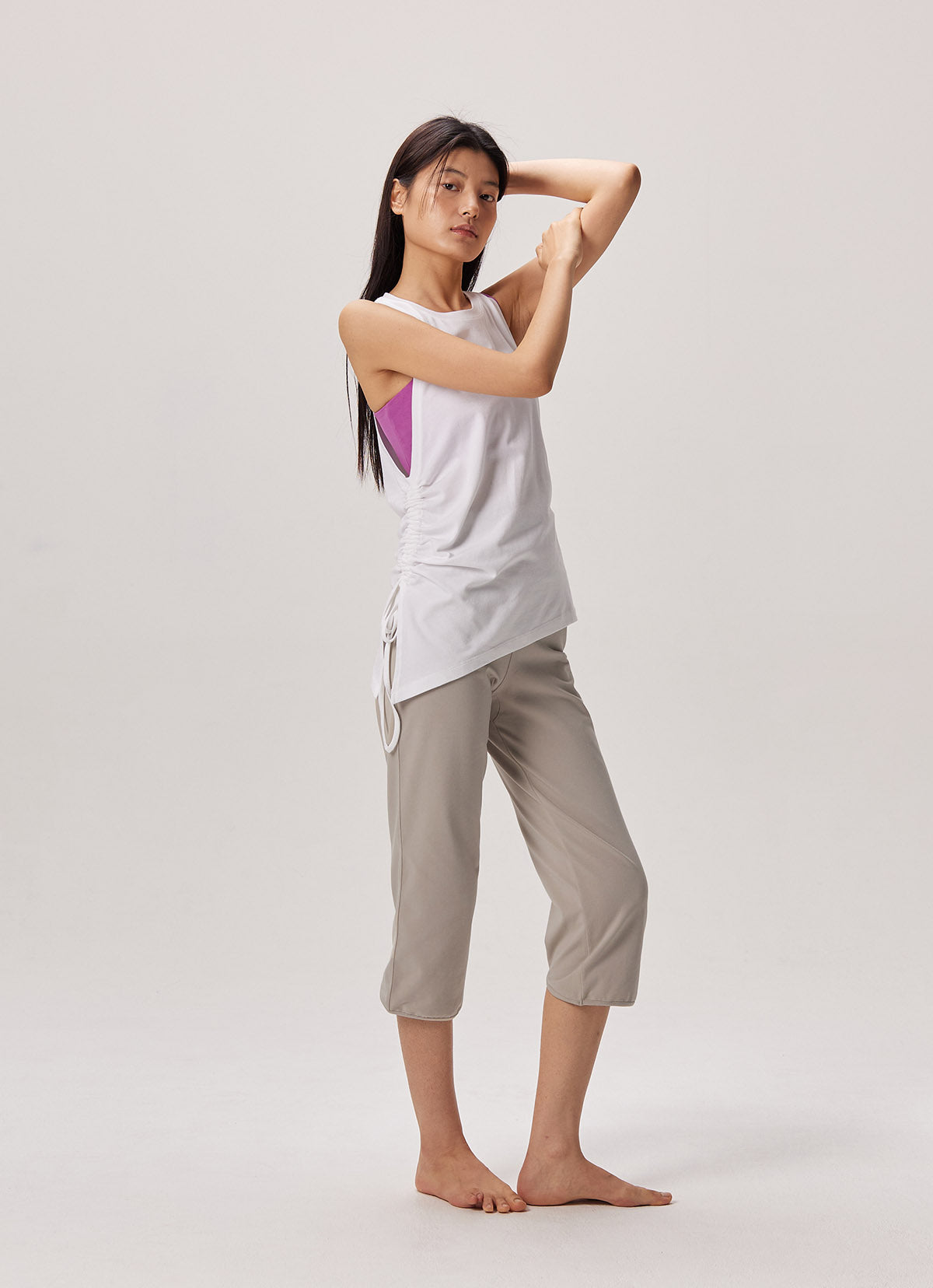 Side shirring sleeveless_White
