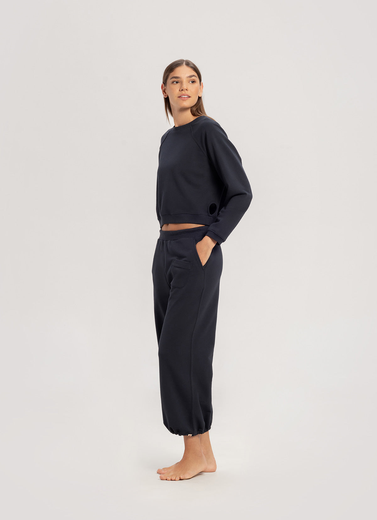 Crop sweat pants_Blueberry