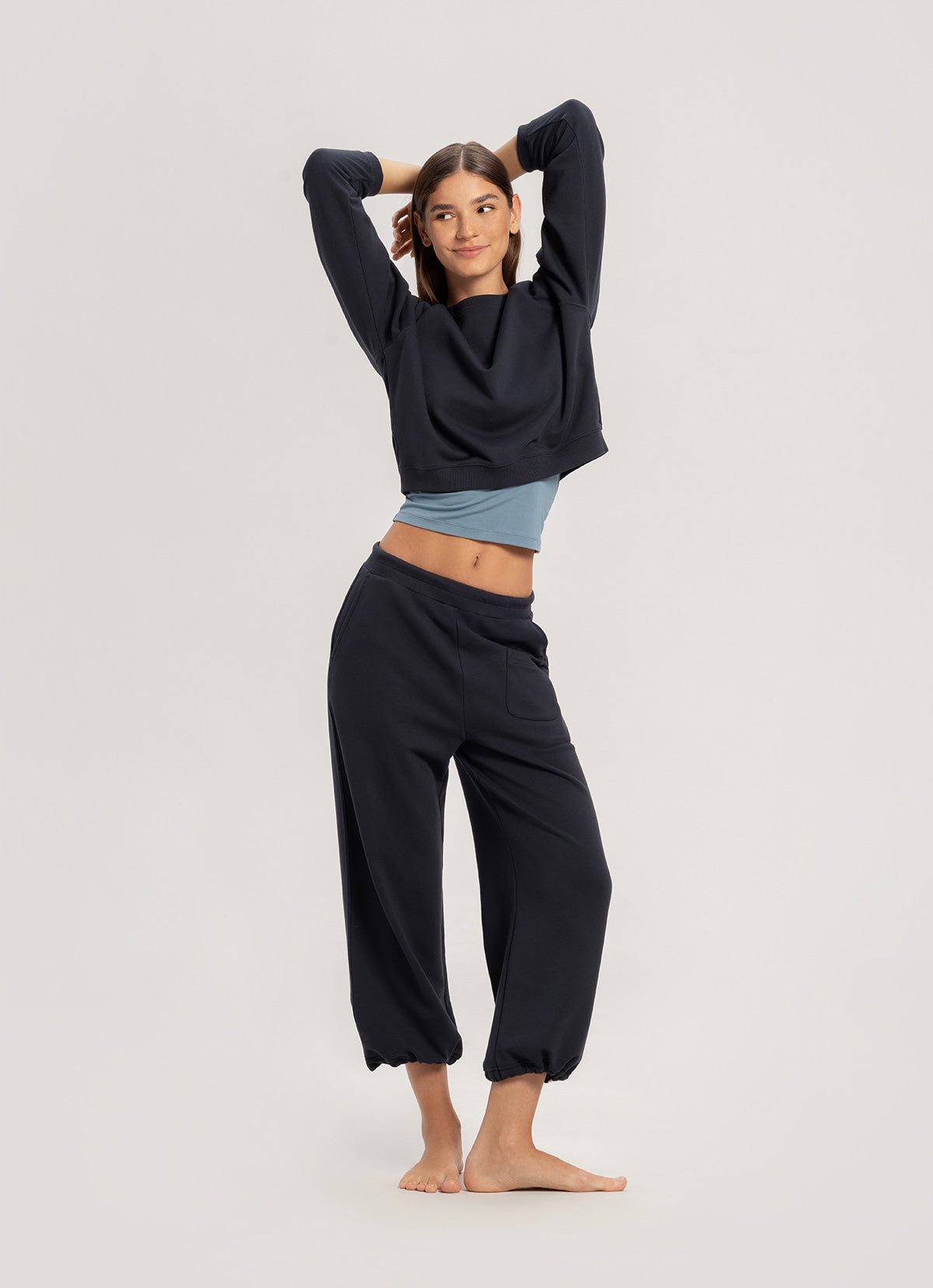 Crop sweat pants_Blueberry