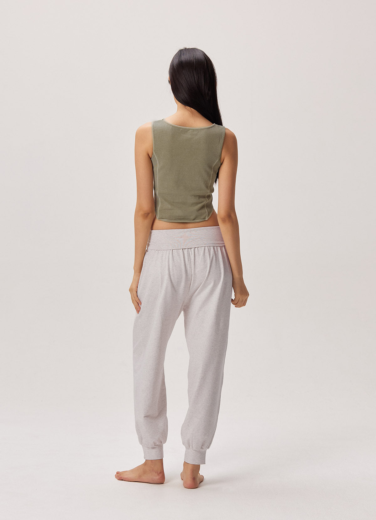 Side rib tank top_Khaki