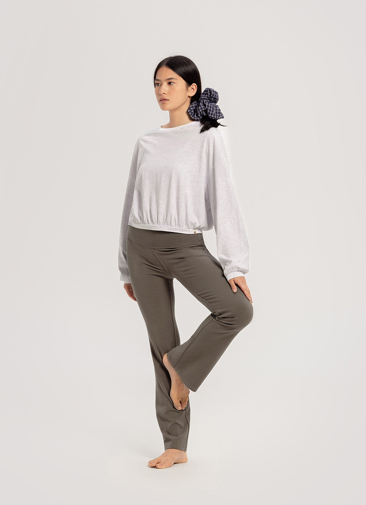 Diagonal long sleeve_Melange Grey