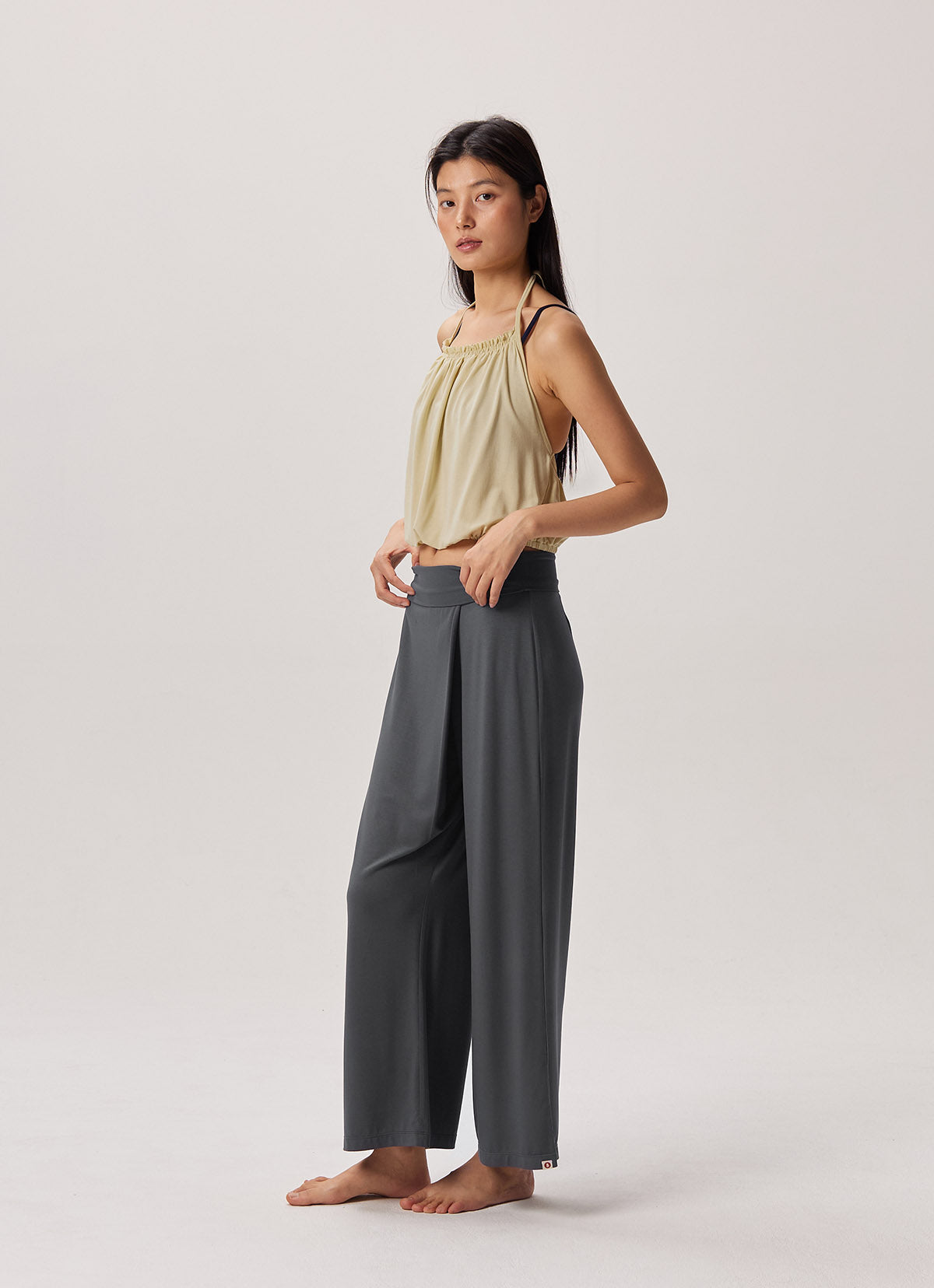 Ripple halter top_Yellow Beige
