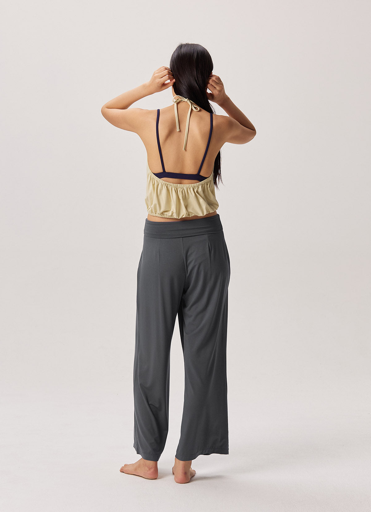 Ripple halter top_Yellow Beige