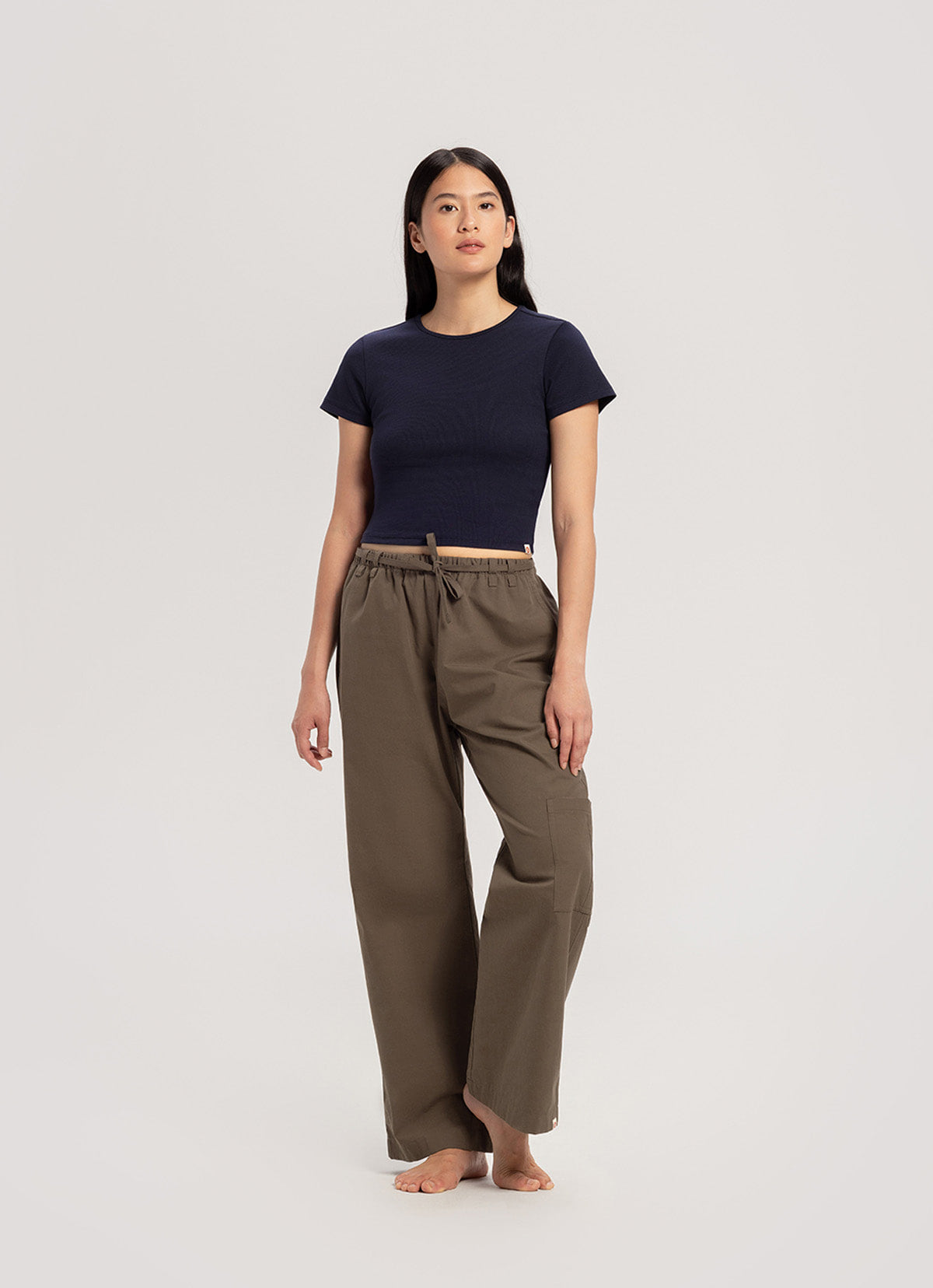 Keyhole Rib Closure Keyhole rib short sleeve_Navy Blazer – BUDHI MUDRA JAPAN