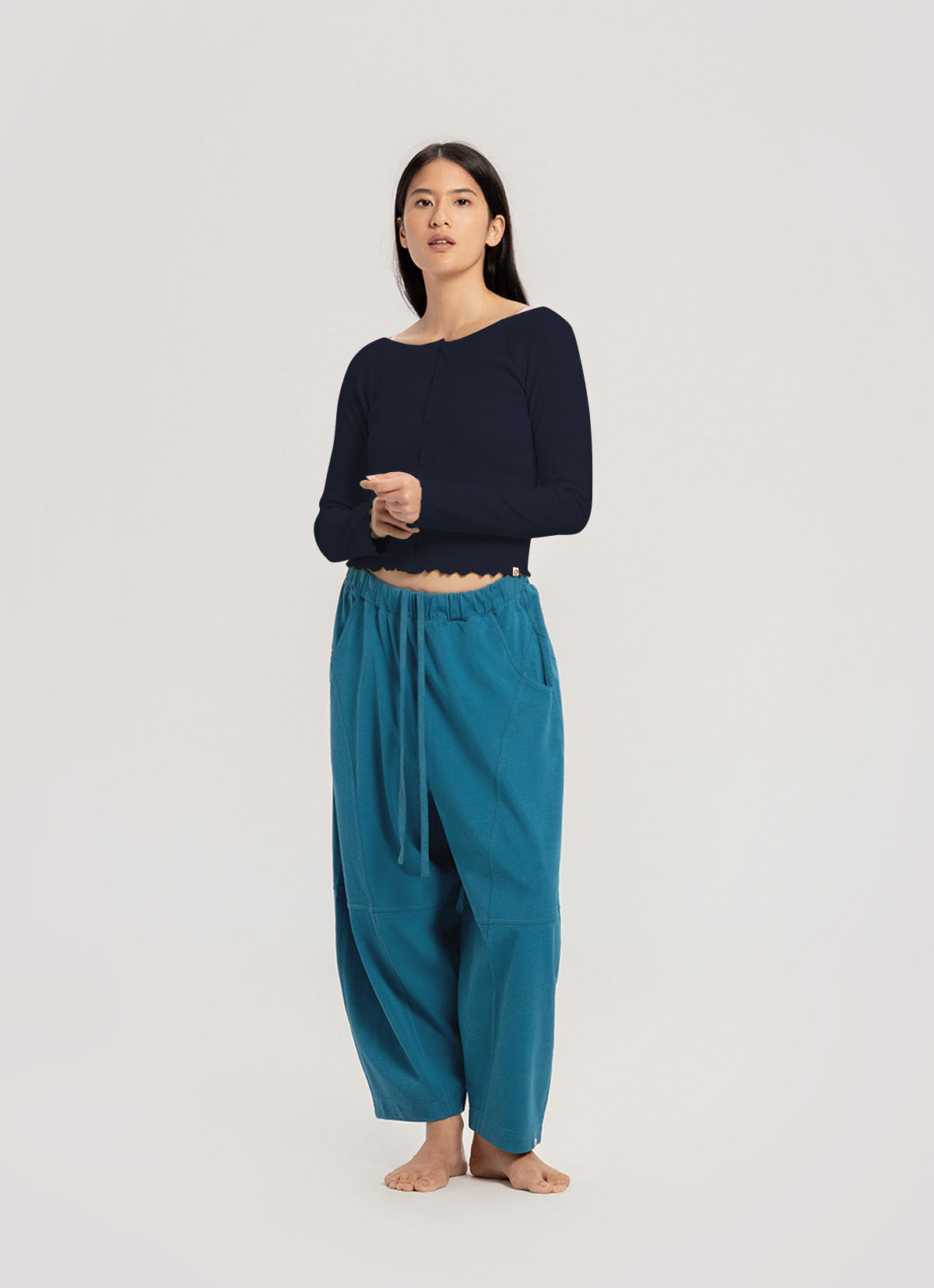 Boatneck rib cardigan_Navy Blazer