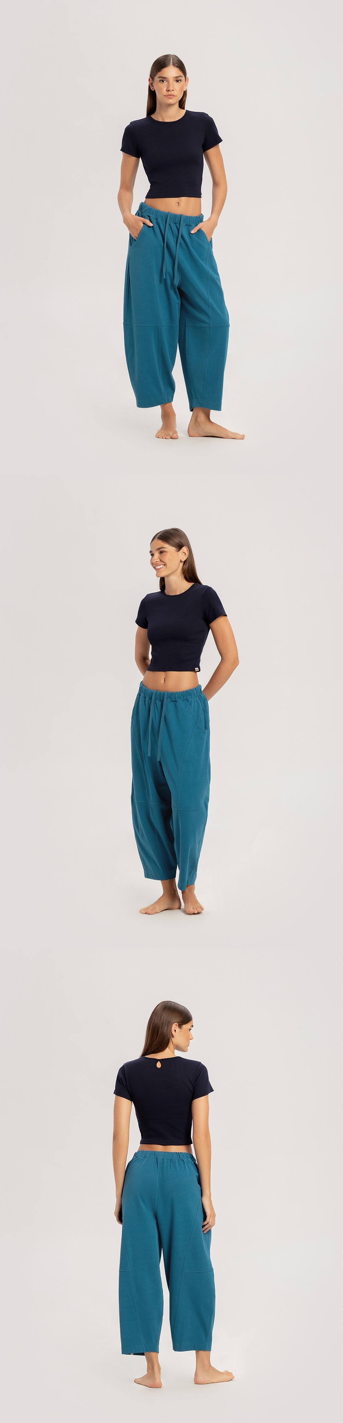 Keyhole rib short sleeve_Navy Blazer