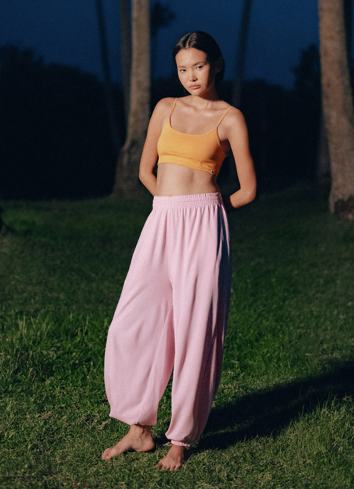 Diagonal jogger pants (Unisex)_Sweet Lilac