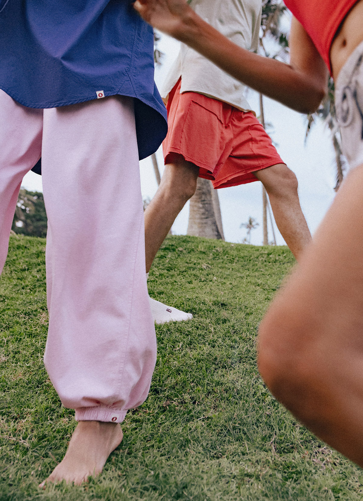 Diagonal jogger pants (Unisex)_Sweet Lilac