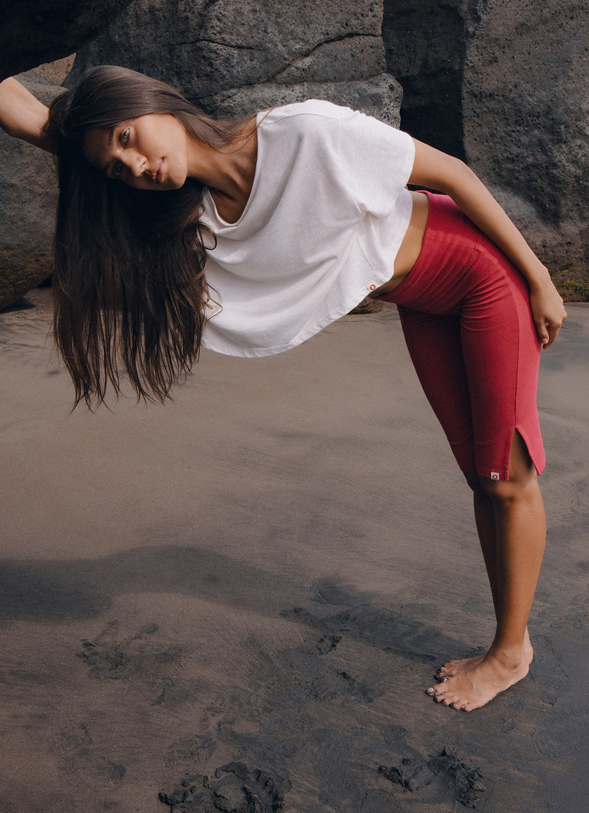Biker middle pants_Deep Claret