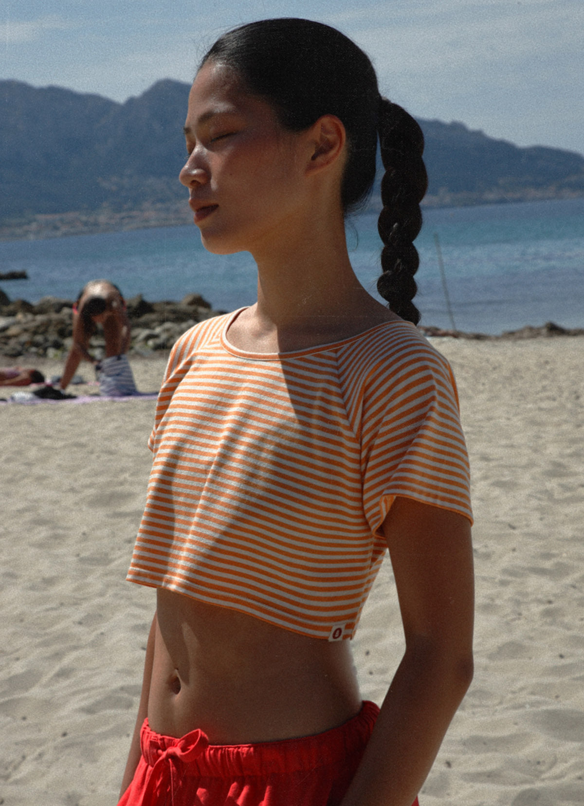 Belly short sleeve_stripe_Orange Multi