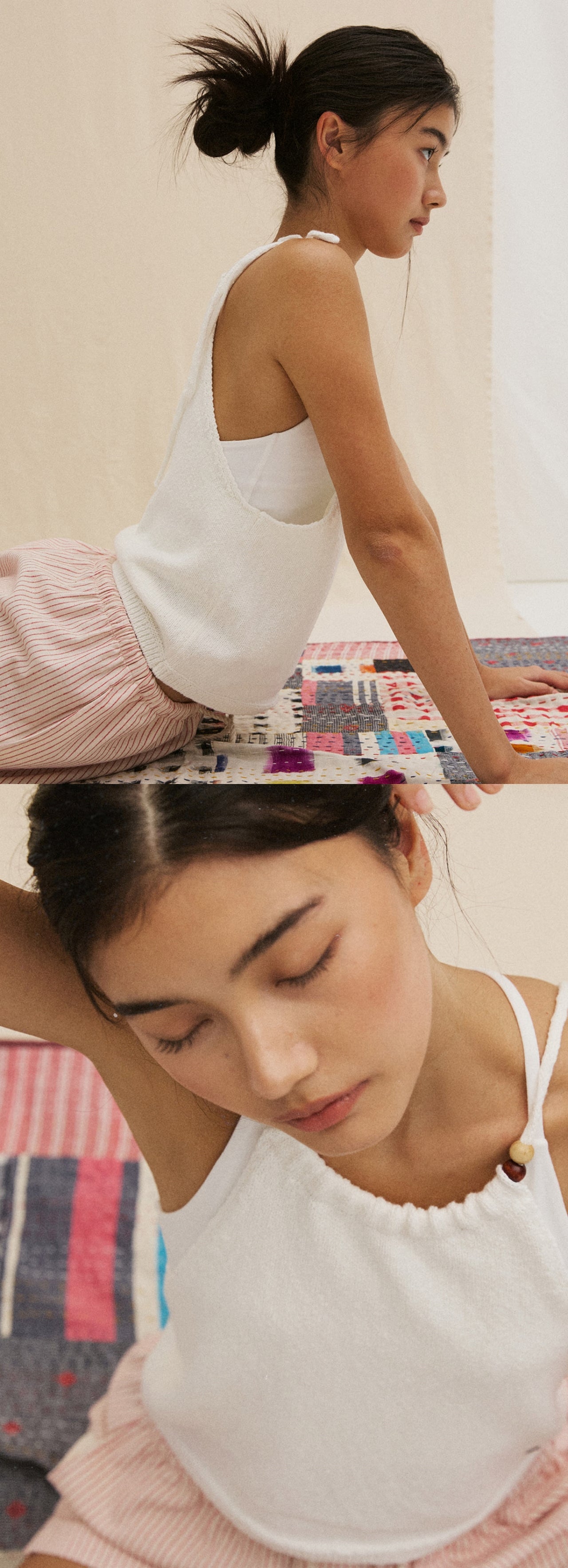 Tied knit top_Ivory