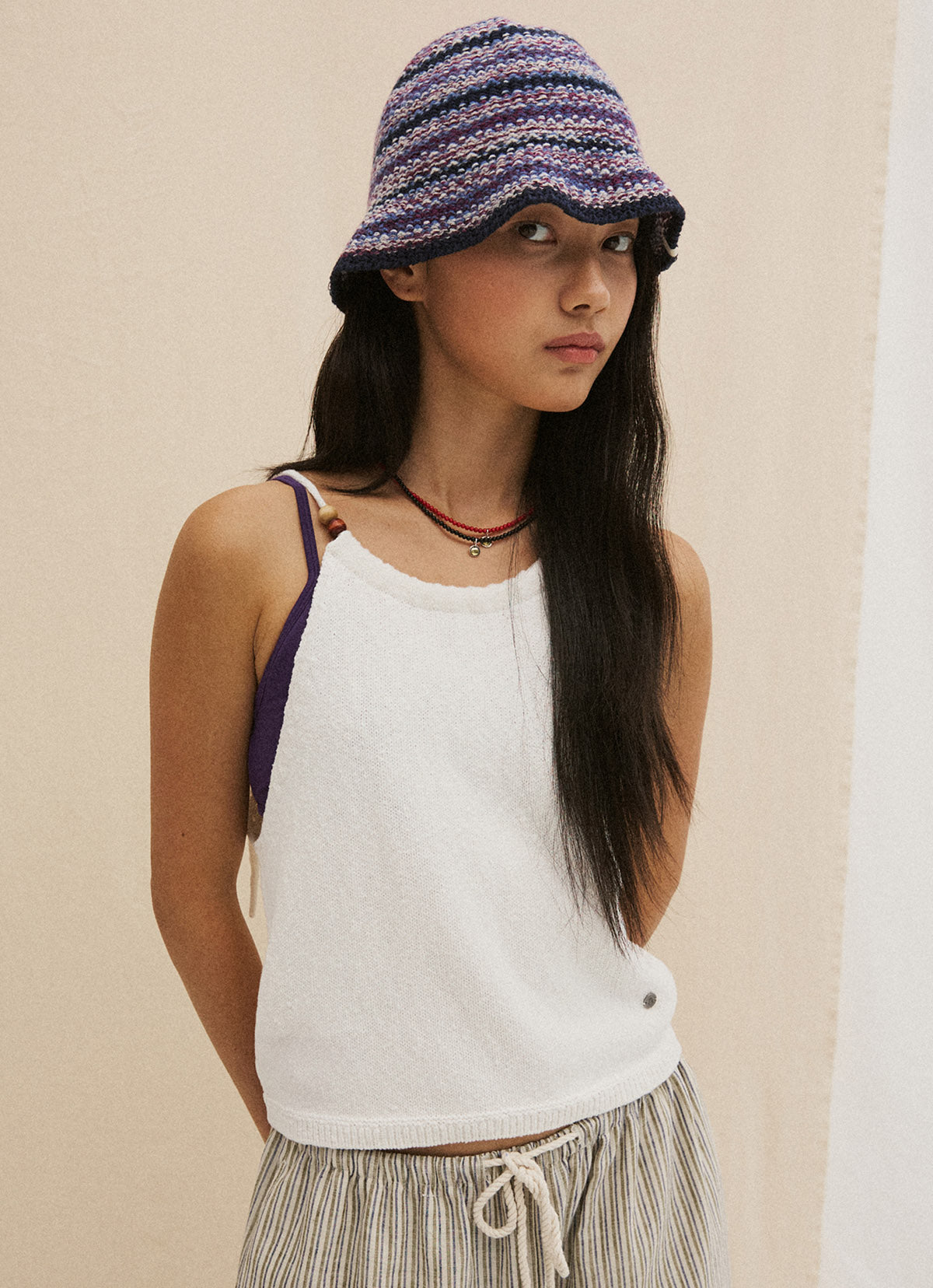 Tied knit top_Ivory
