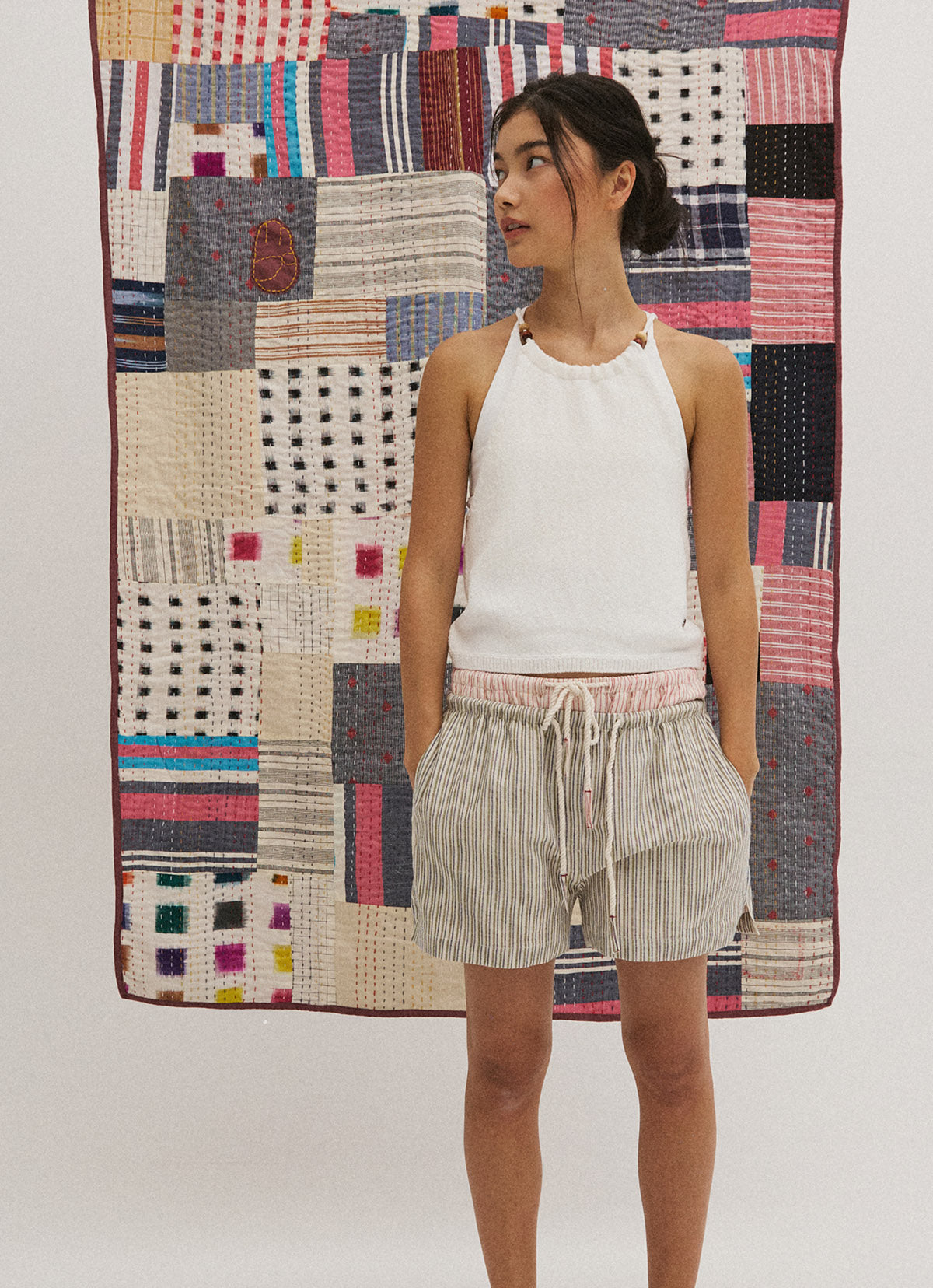 India string shorts_beige Multi
