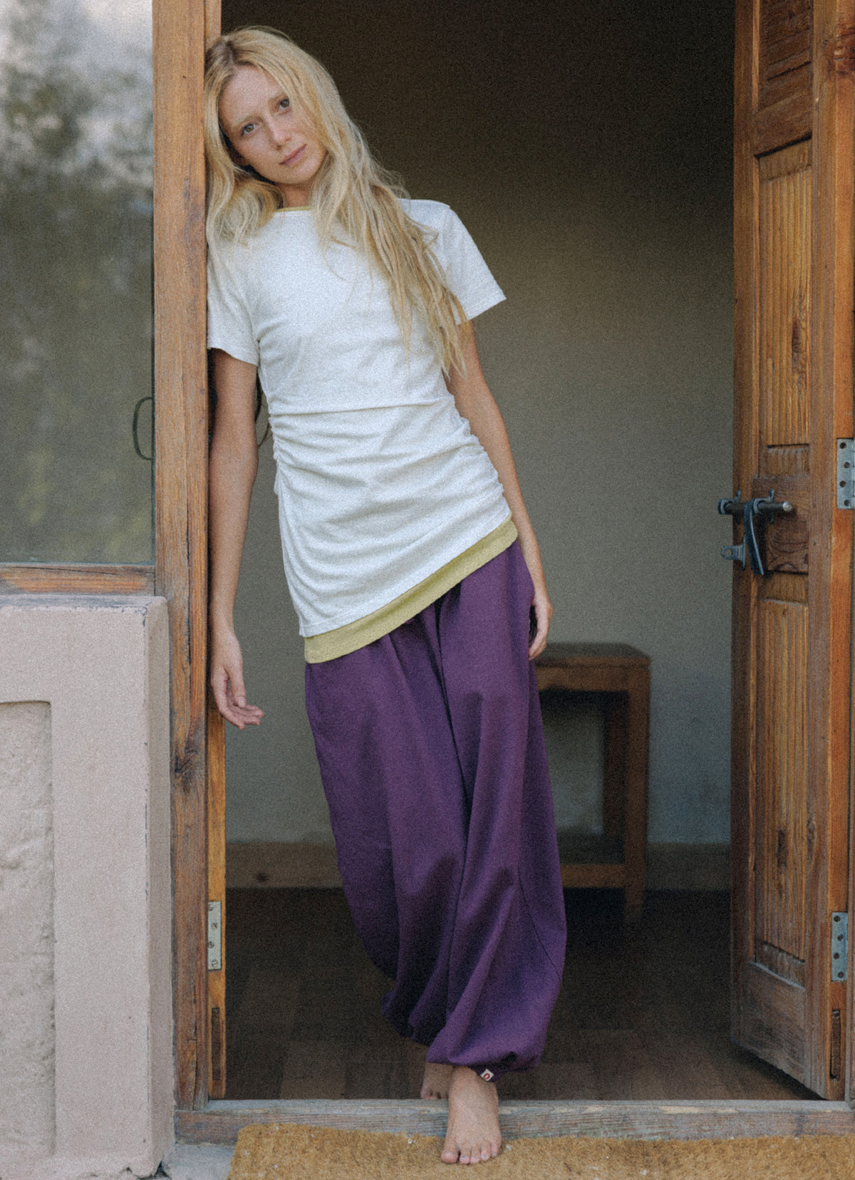 Diagonal jogger pants (Unisex)_Prune Purple