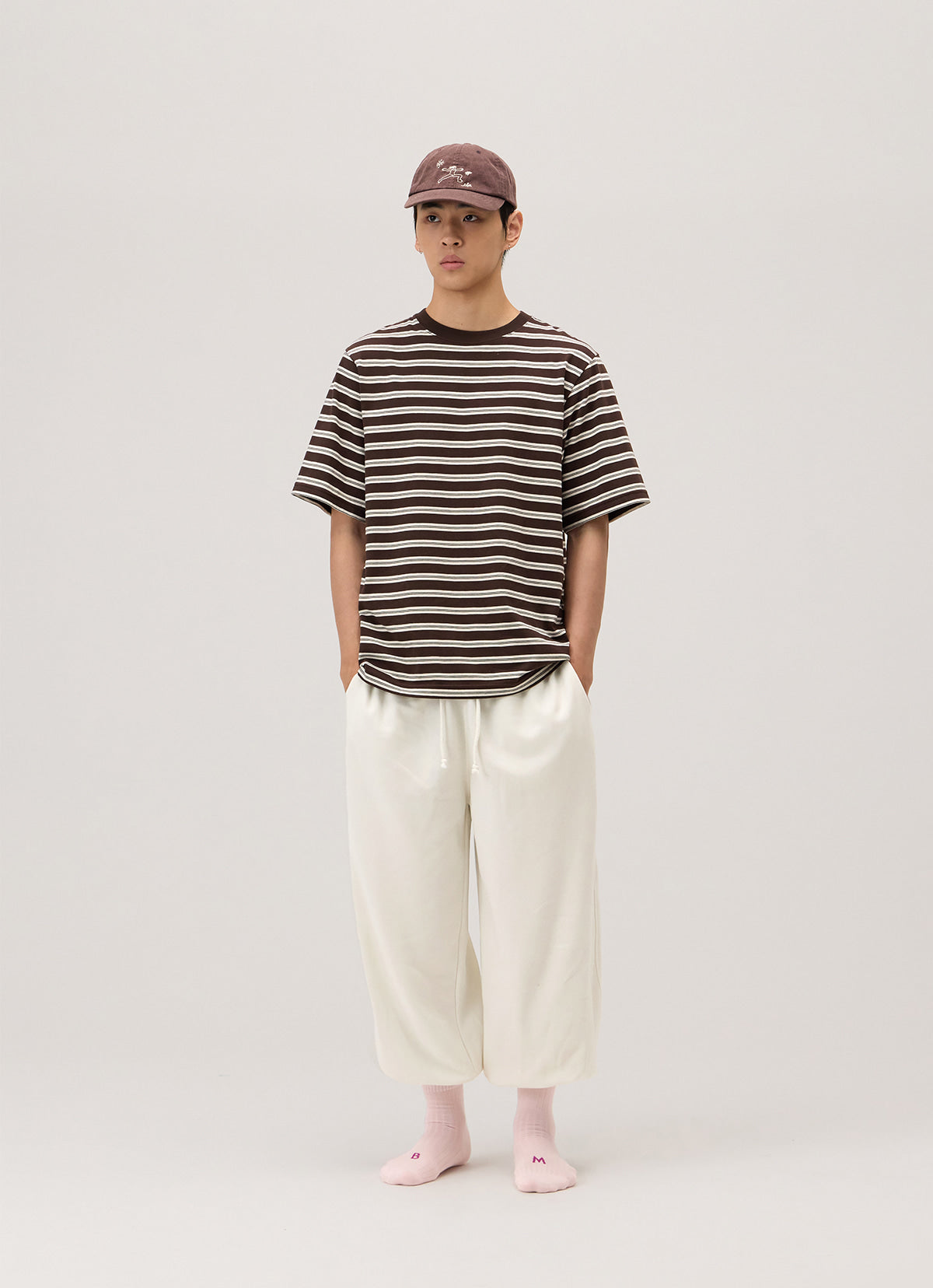 Jalan short sleeve (Unisex)_stripe_Brown Multi