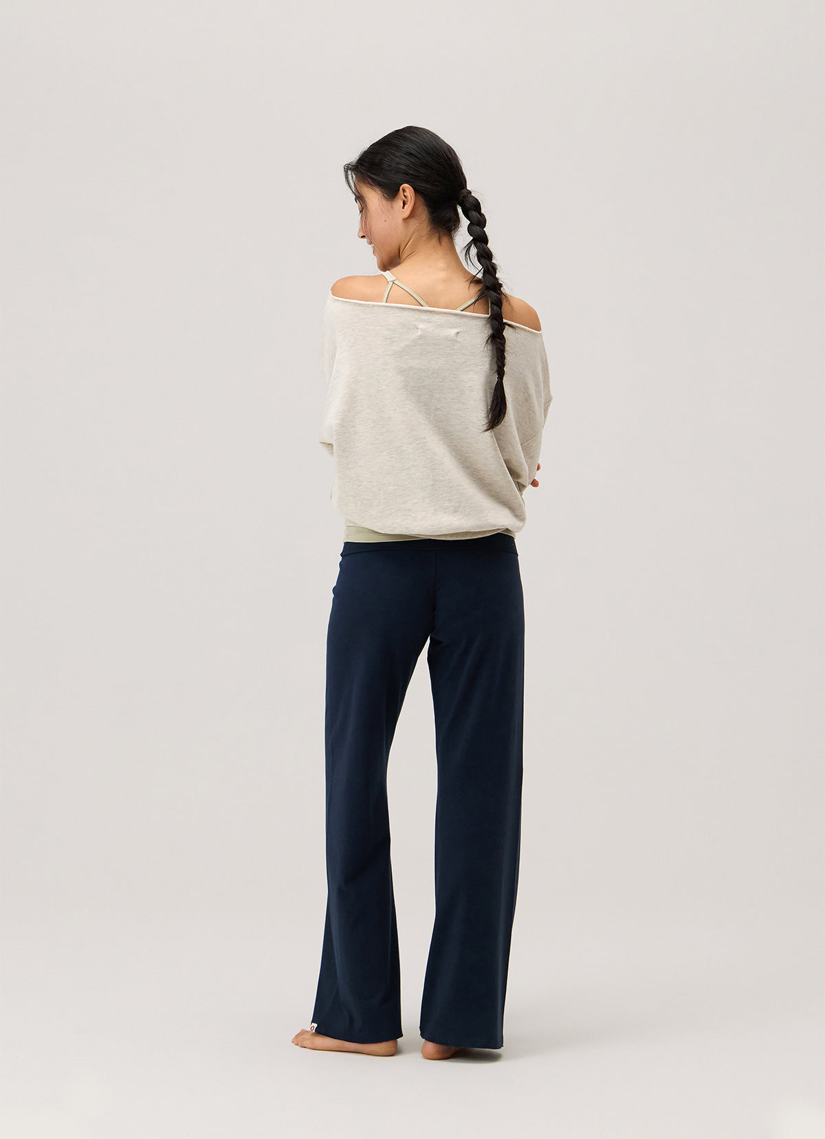 Off-shoulder sweat top_Oatmeal Melange