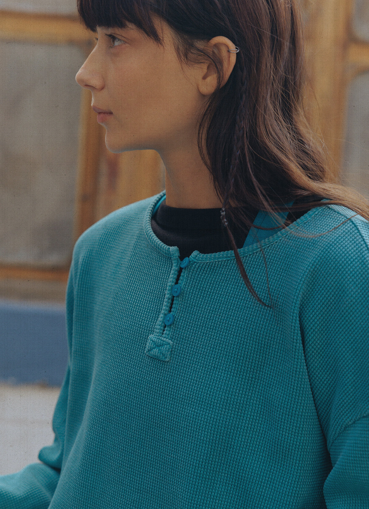 Waffle button-up T_Biscay Bay