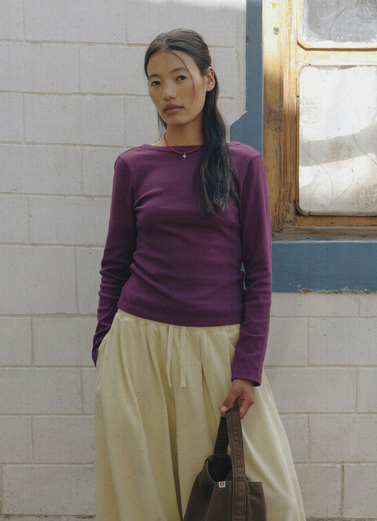 Essential scoop long sleeve_Deep Purple
