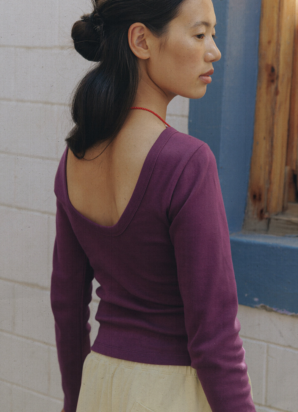 Essential scoop long sleeve_Deep Purple