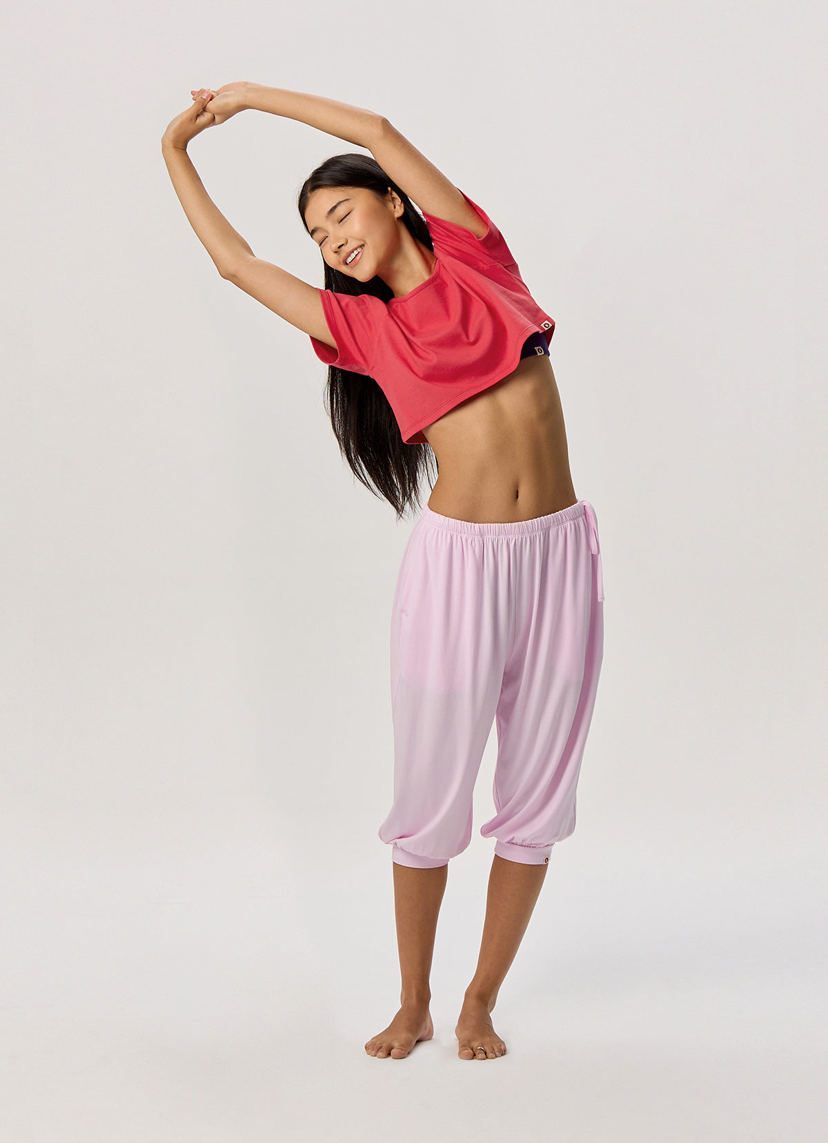 Shirring half pants_Cradle Pink