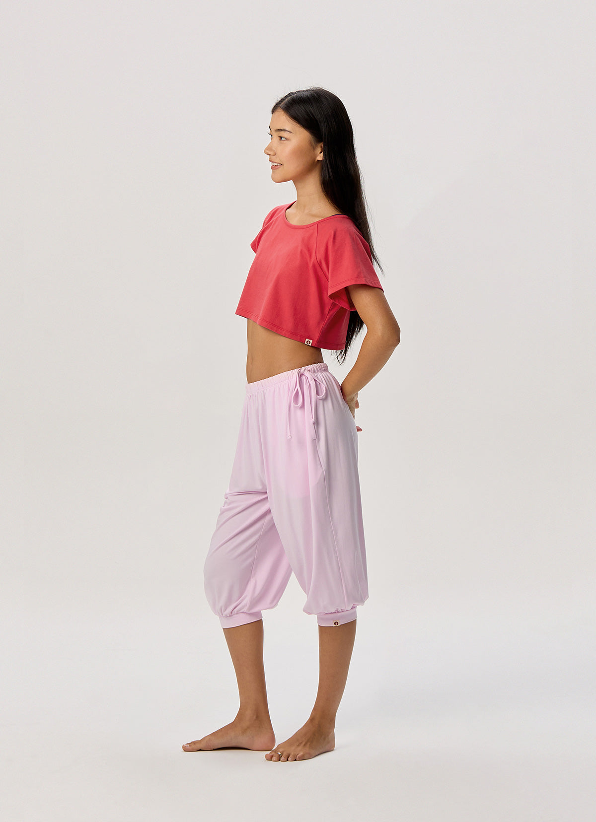 Shirring half pants_Cradle Pink