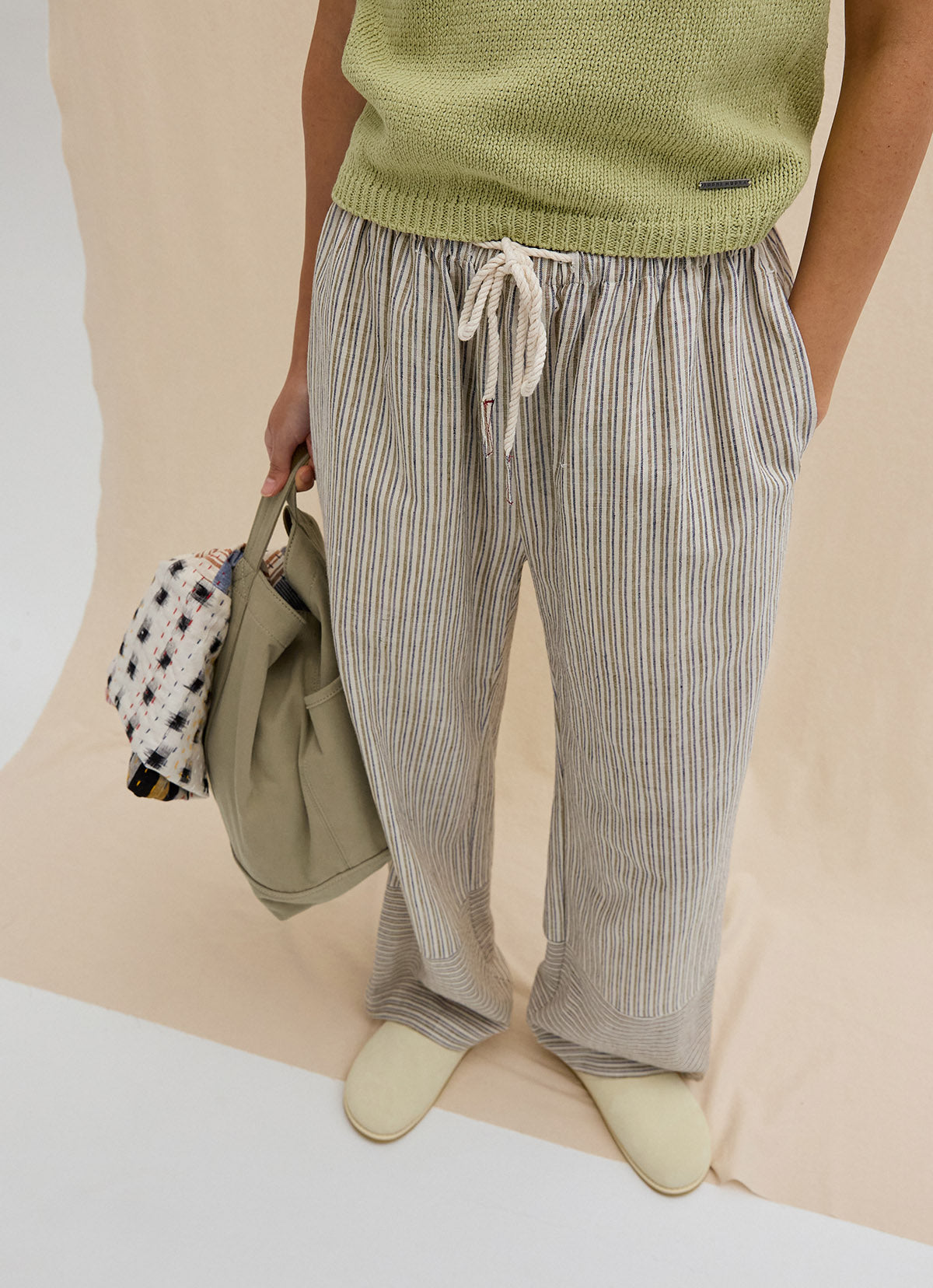 India string block pants_Beige Multi