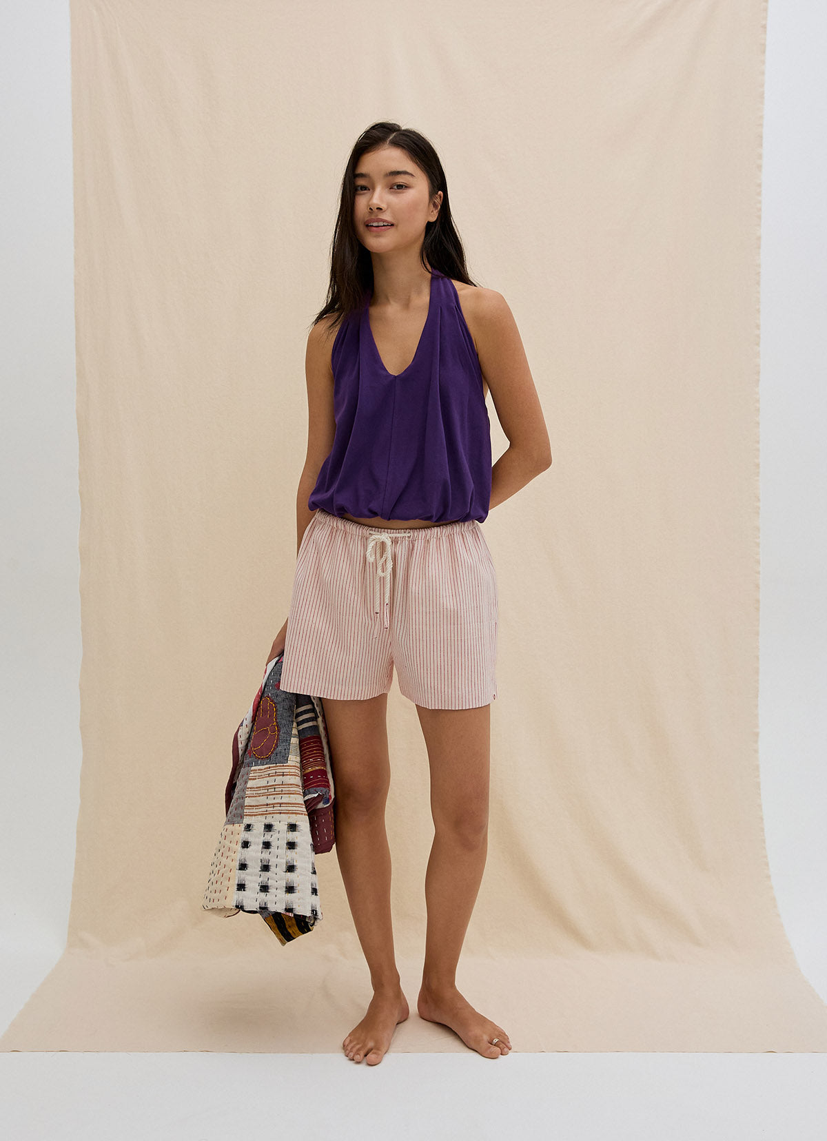 India string shorts_Red Multi