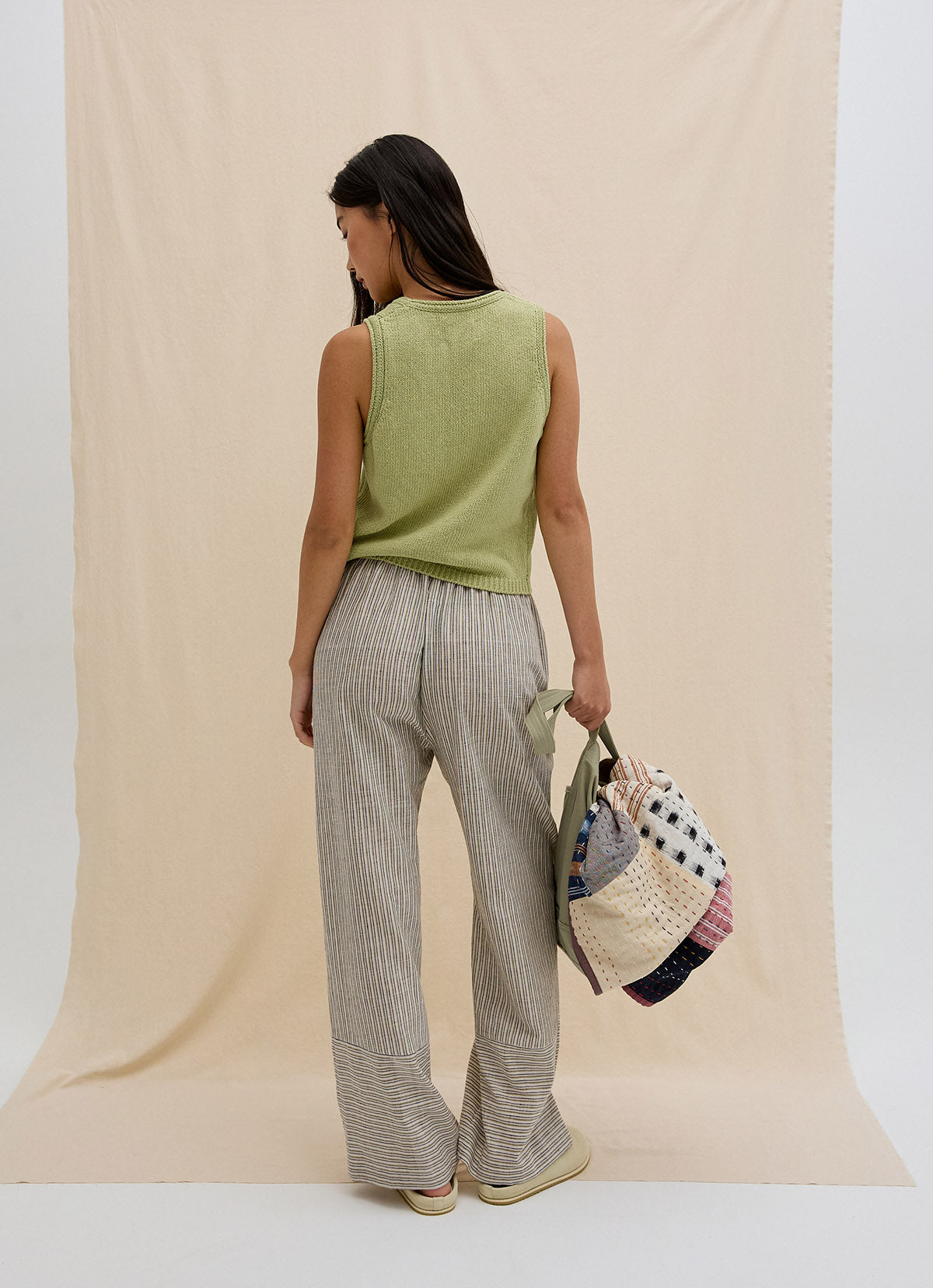 India string block pants_Beige Multi