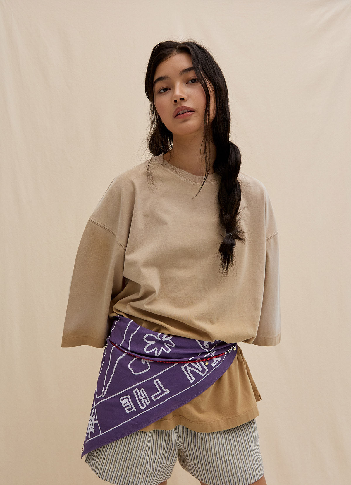 India string shorts_beige Multi