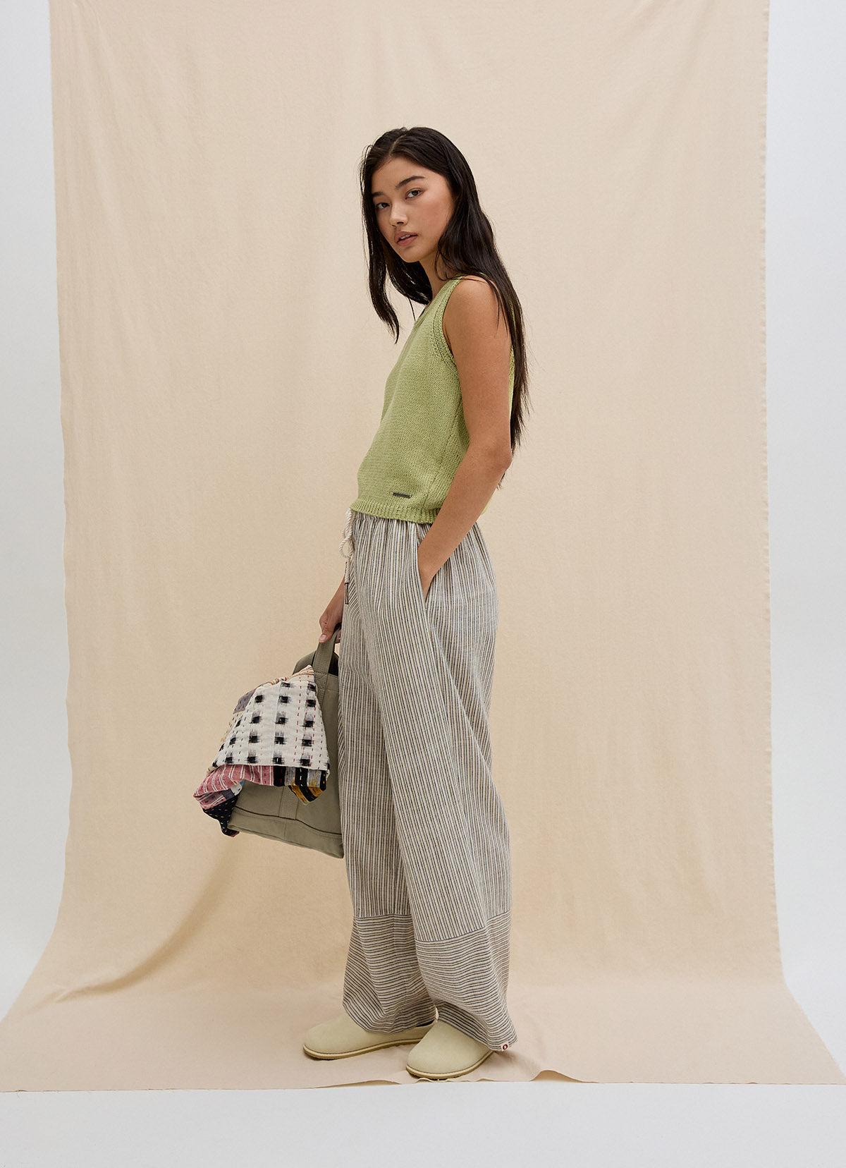 India string block pants_Beige Multi