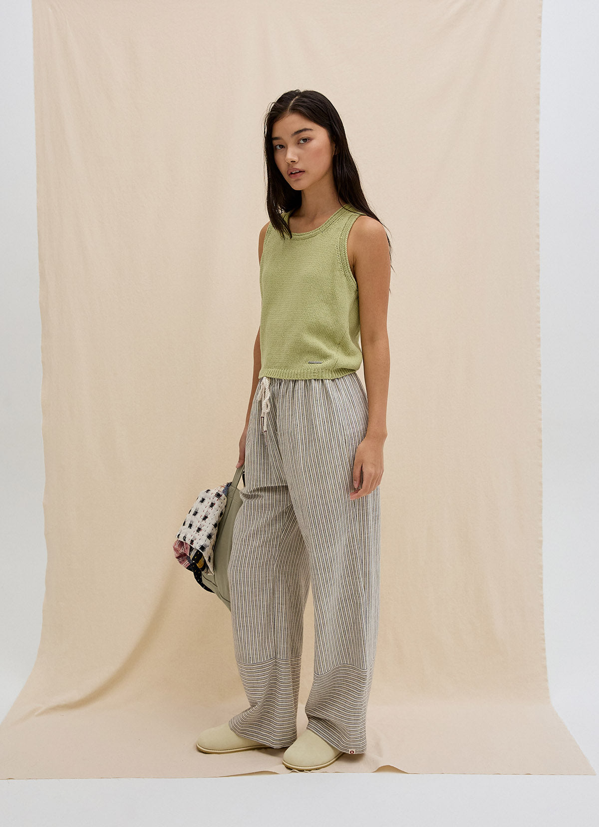 India string block pants_Beige Multi