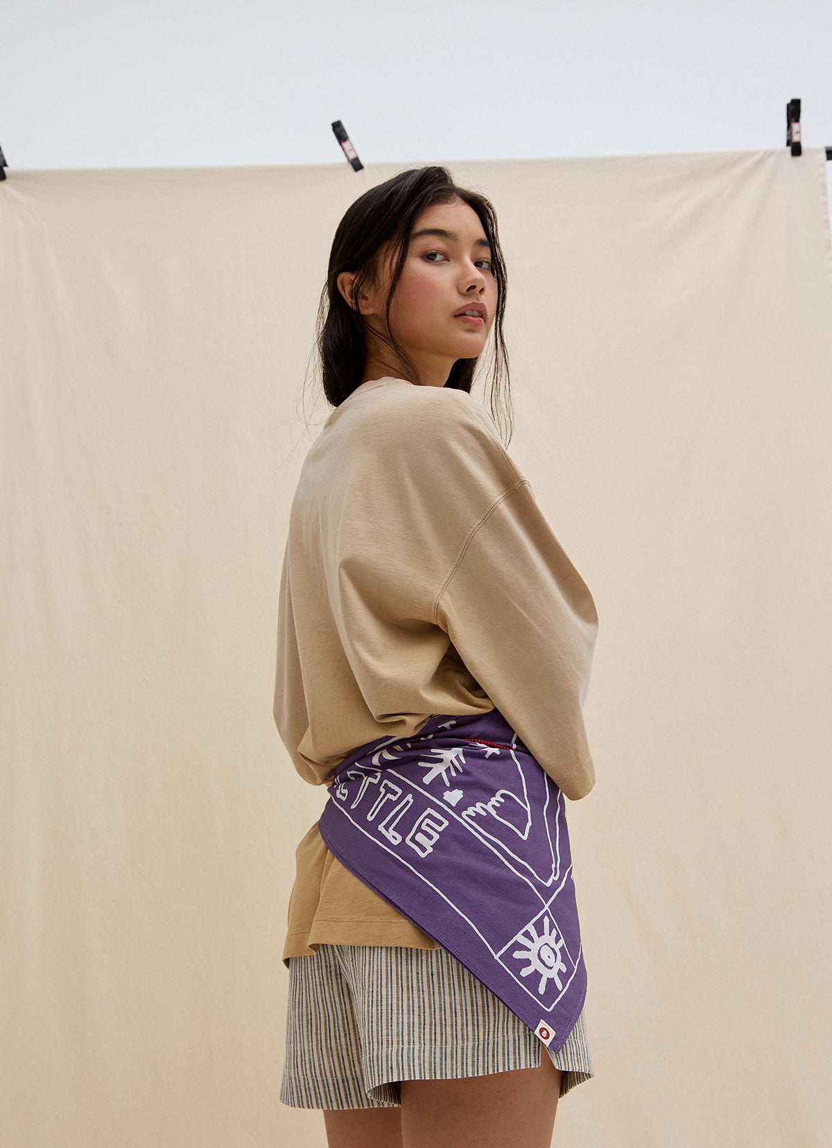 India string shorts_beige Multi