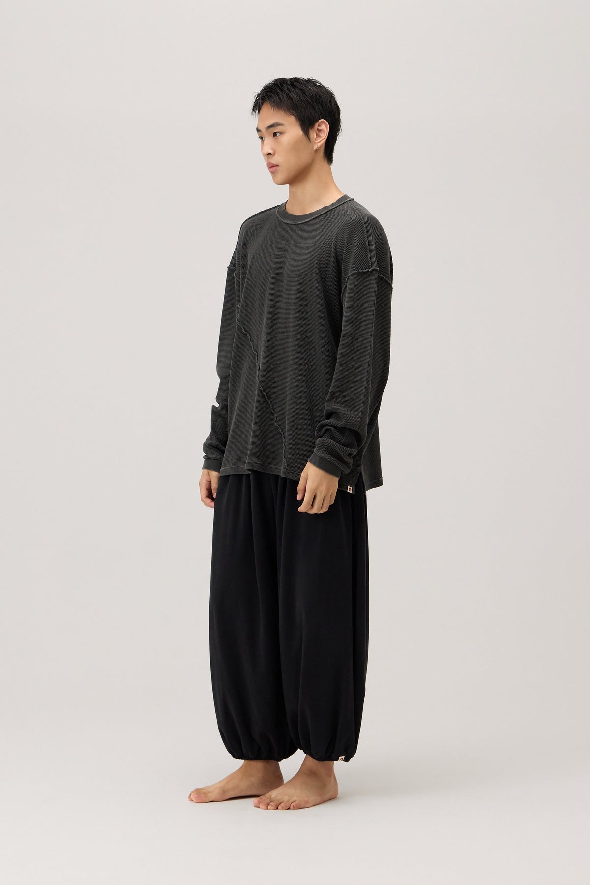 Waffle long sleeve (Unisex)_Black