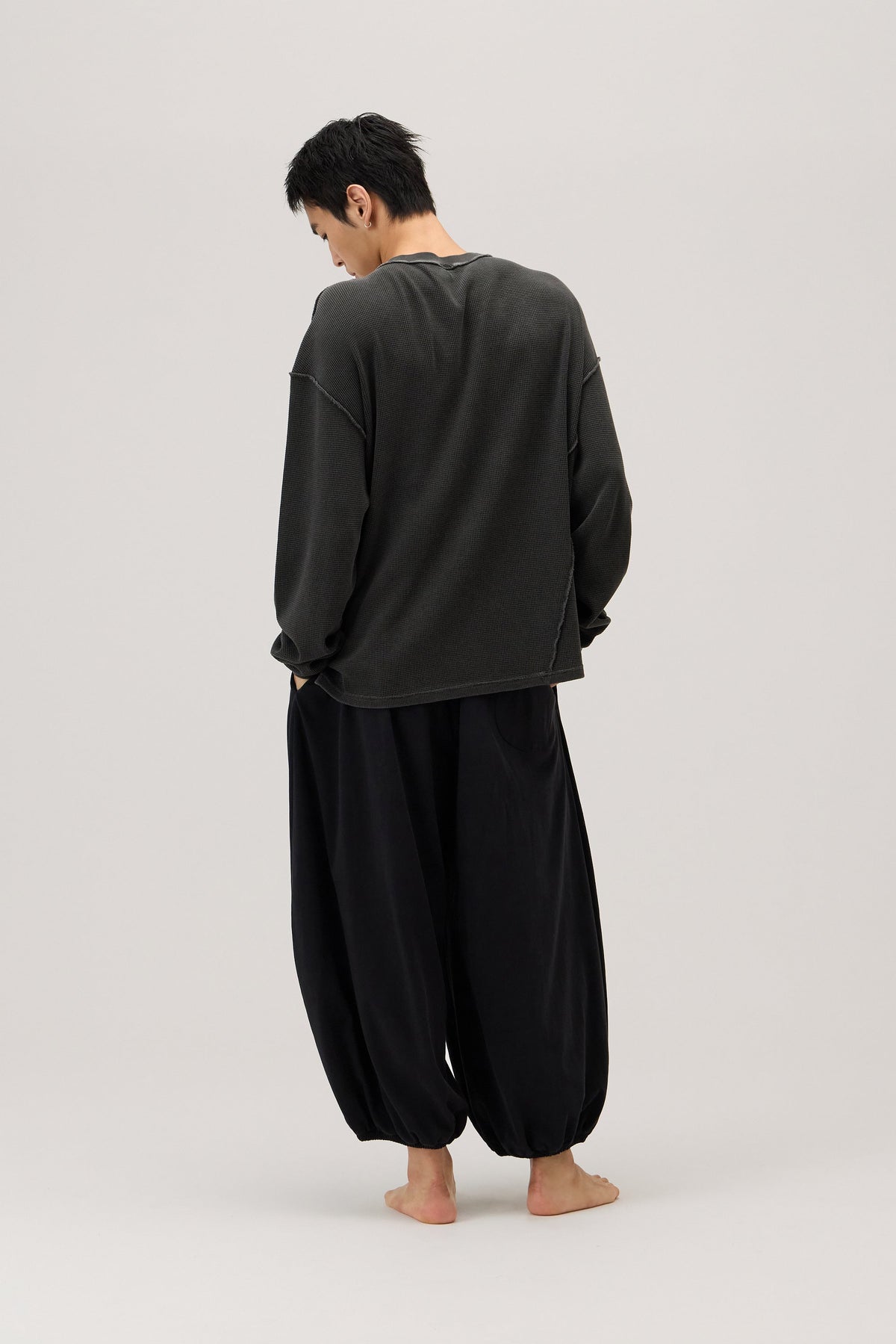 Waffle long sleeve (Unisex)_Black