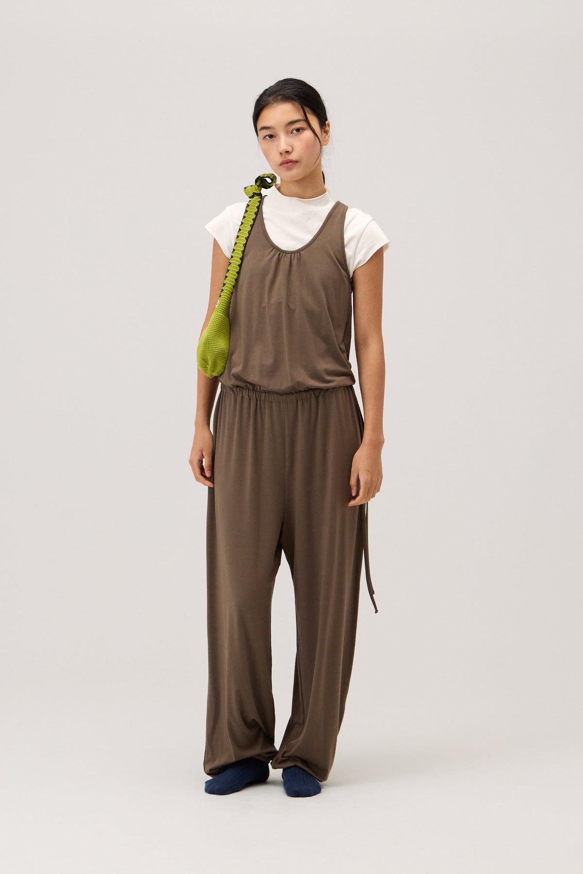 Racer string jumpsuit_Chocolate Chip