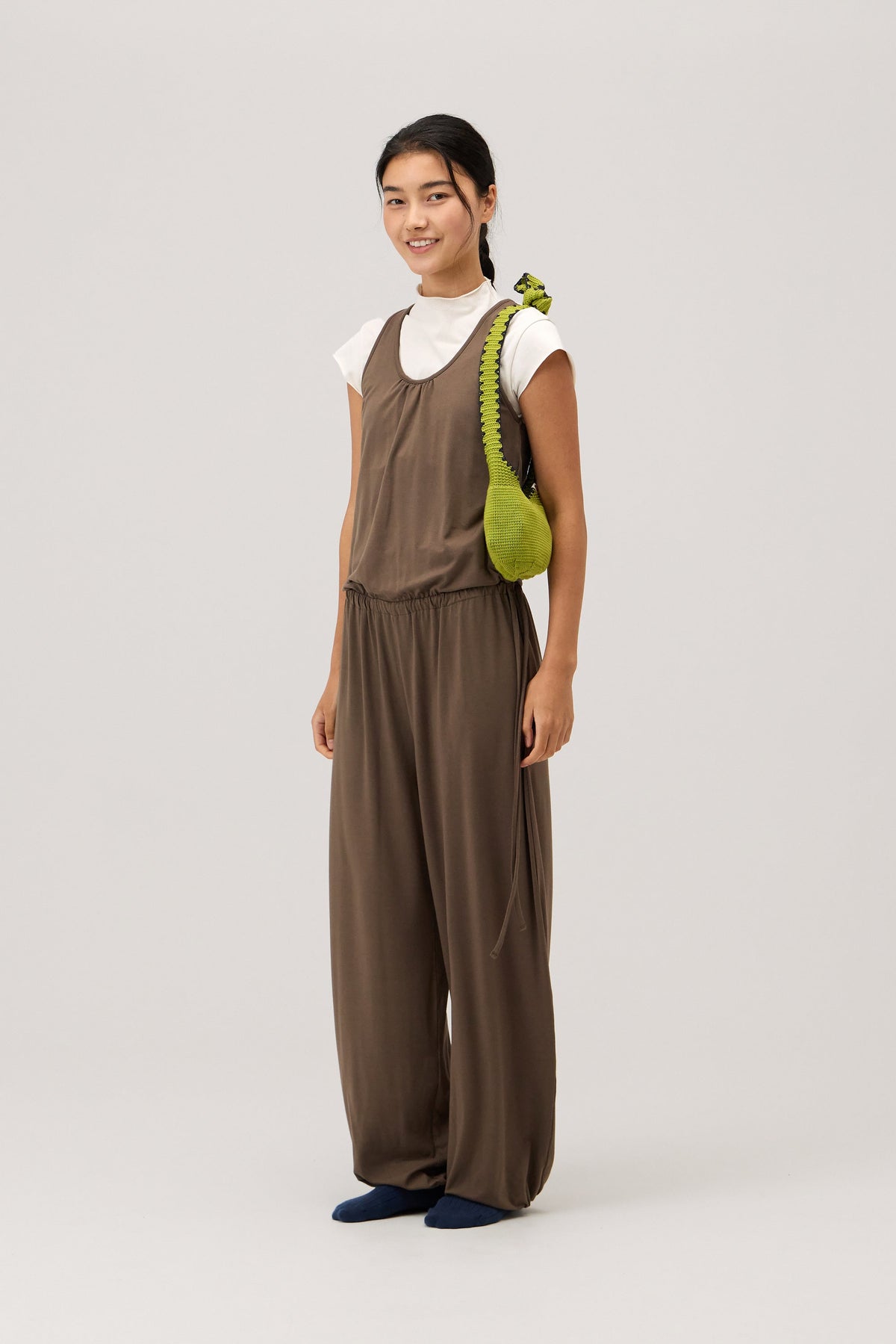 Racer string jumpsuit_Chocolate Chip