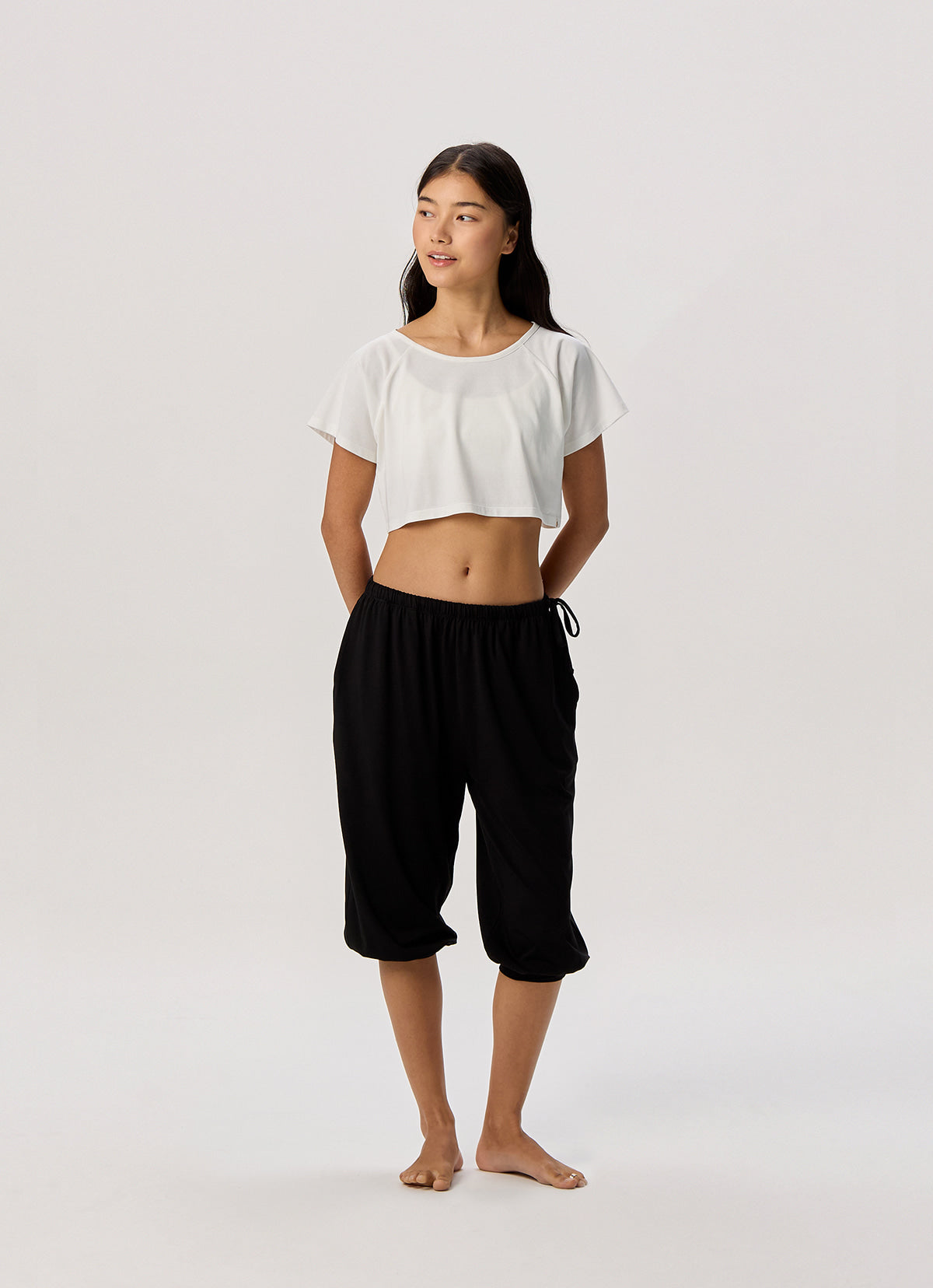 Shirring half pants_Black