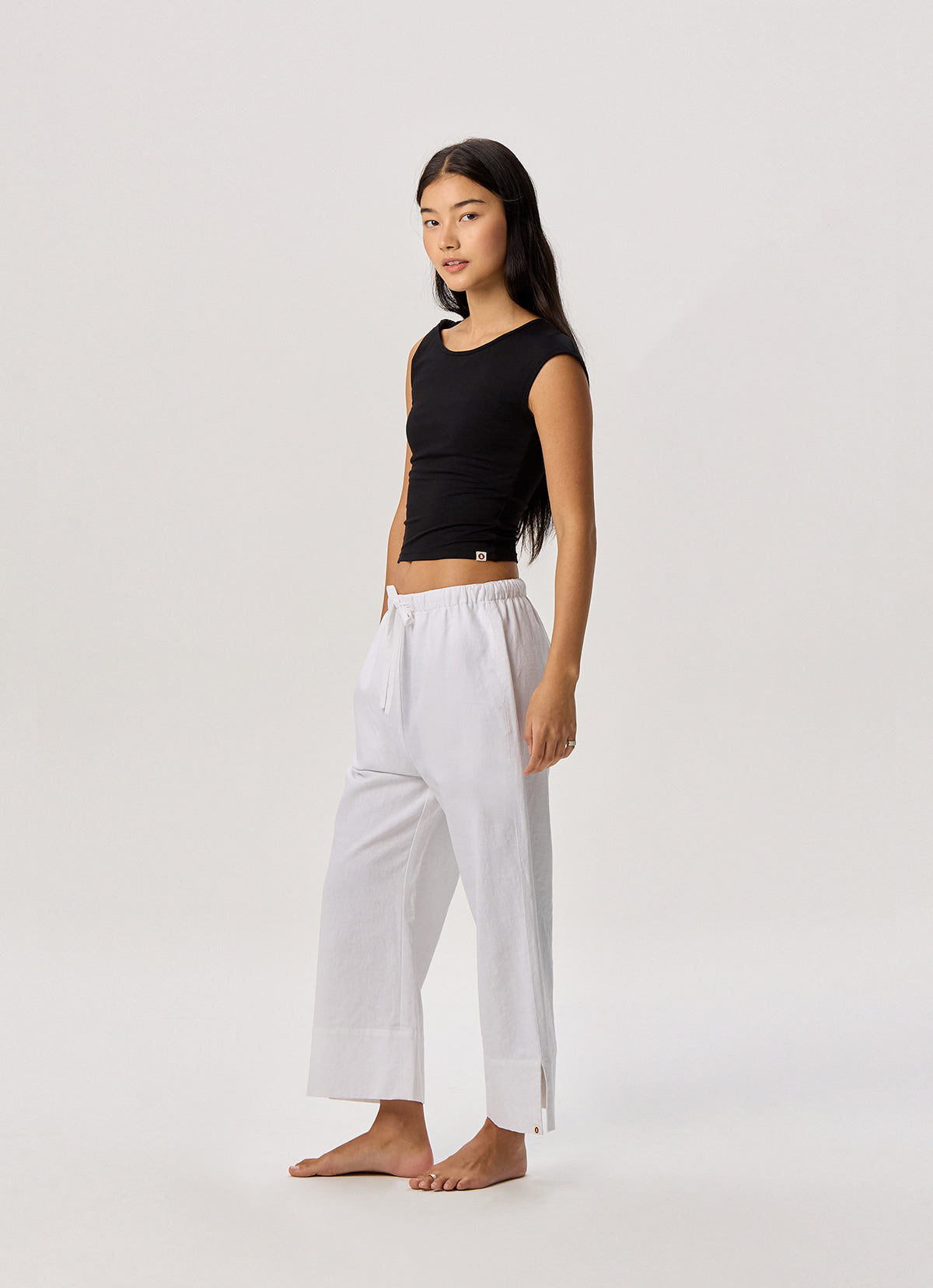 Linen crop pants_White