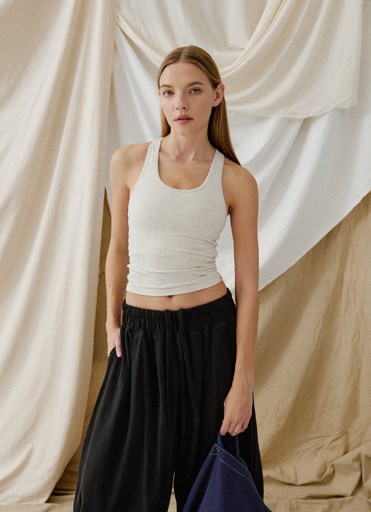Jaya tank top (long ver.)_Oatmeal Melange