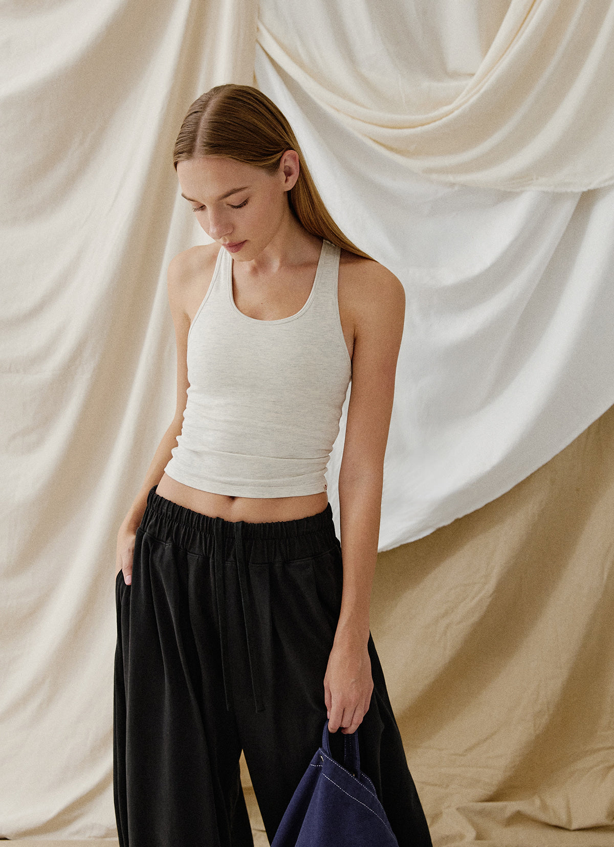 Jaya tank top (long ver.)_Oatmeal Melange