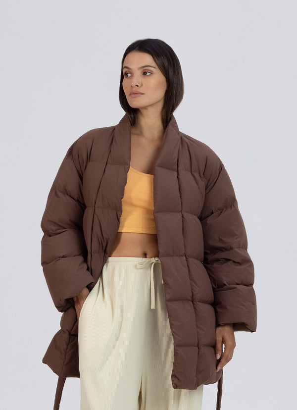 Puffer Robe Colorful BM Puffer Robe_Fondue Fudge – BUDHI MUDRA JAPAN