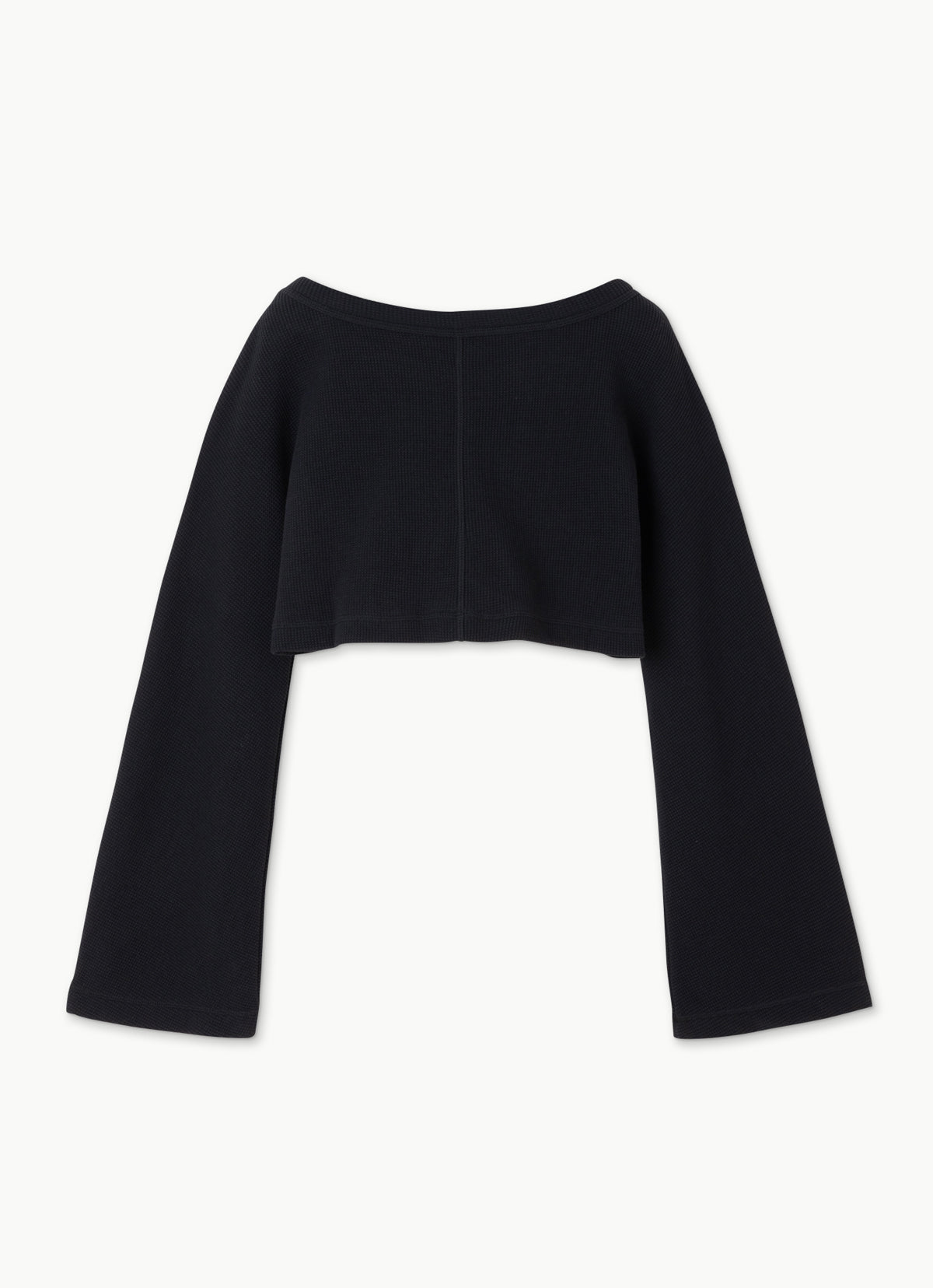 Waffle long sleeve crop top_Black