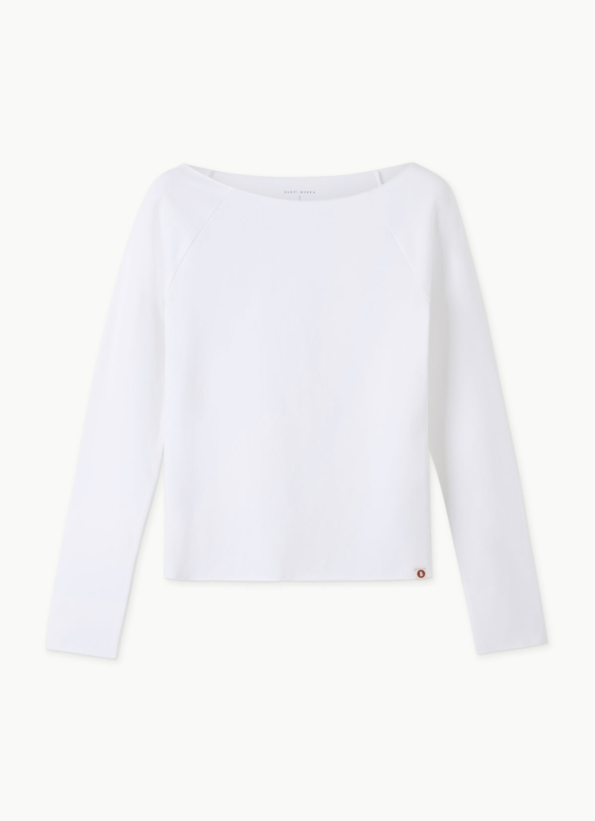 Boat neck long sleeve top_White