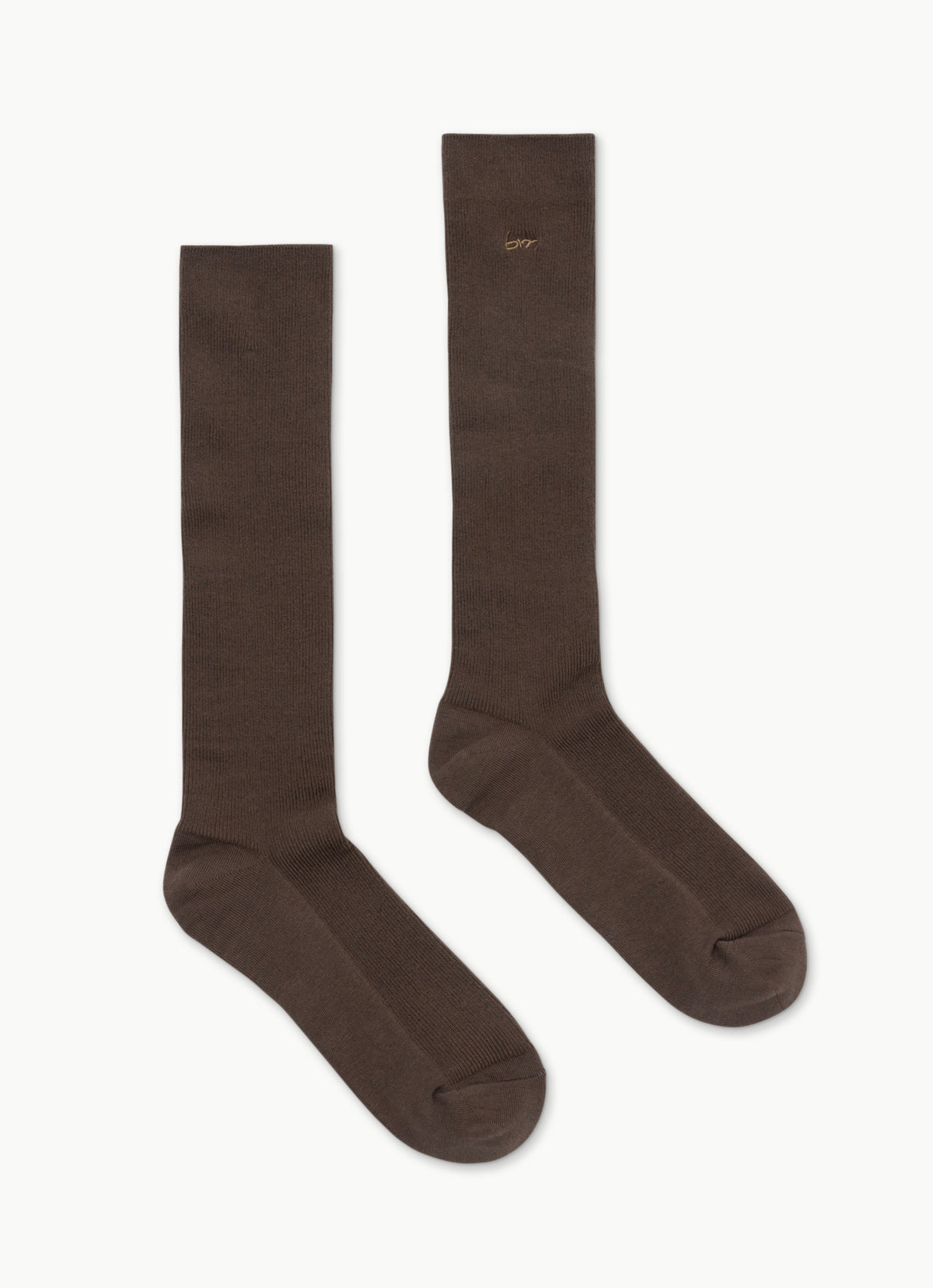 Rib high socks_Brown