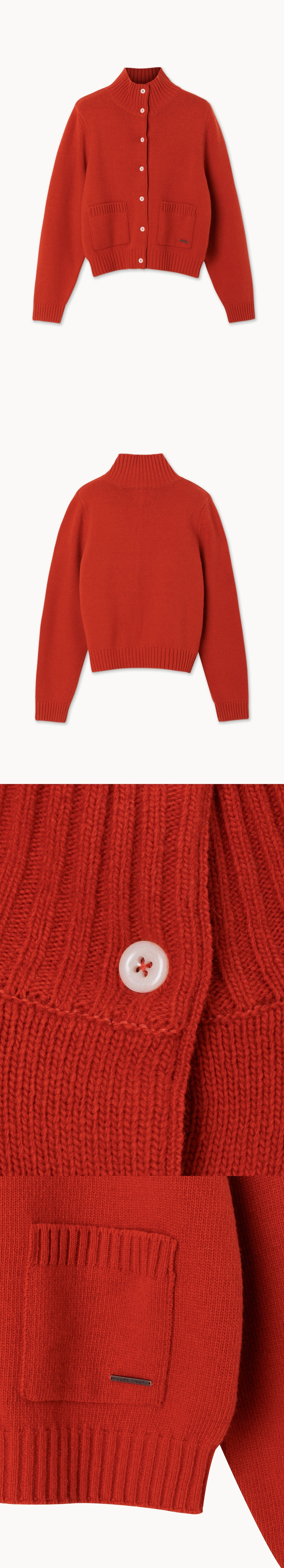 High neck cardigan_Orange