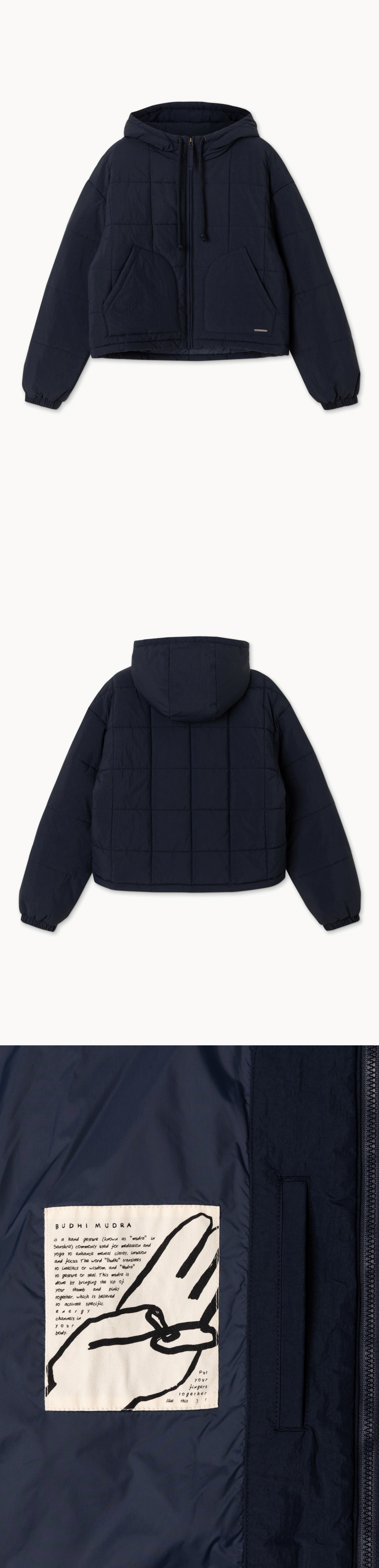 Grid padded hoodie #2_Sky Captain