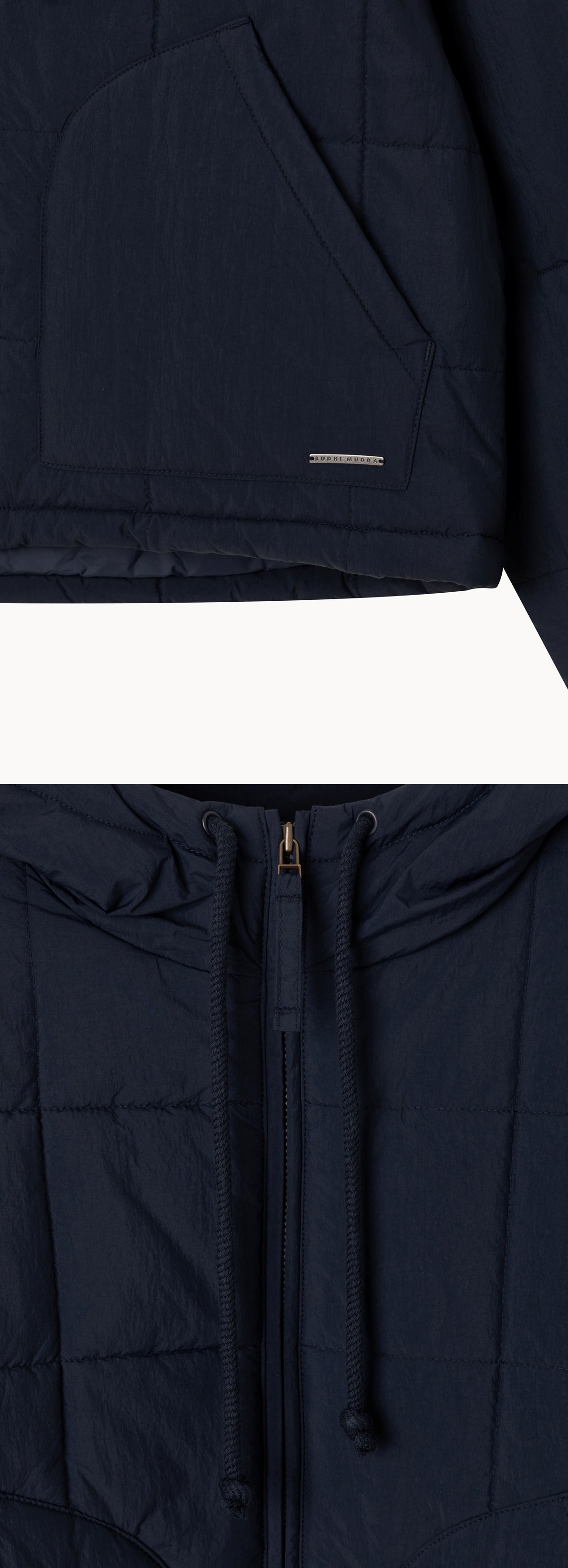 Grid padded hoodie #2_Sky Captain